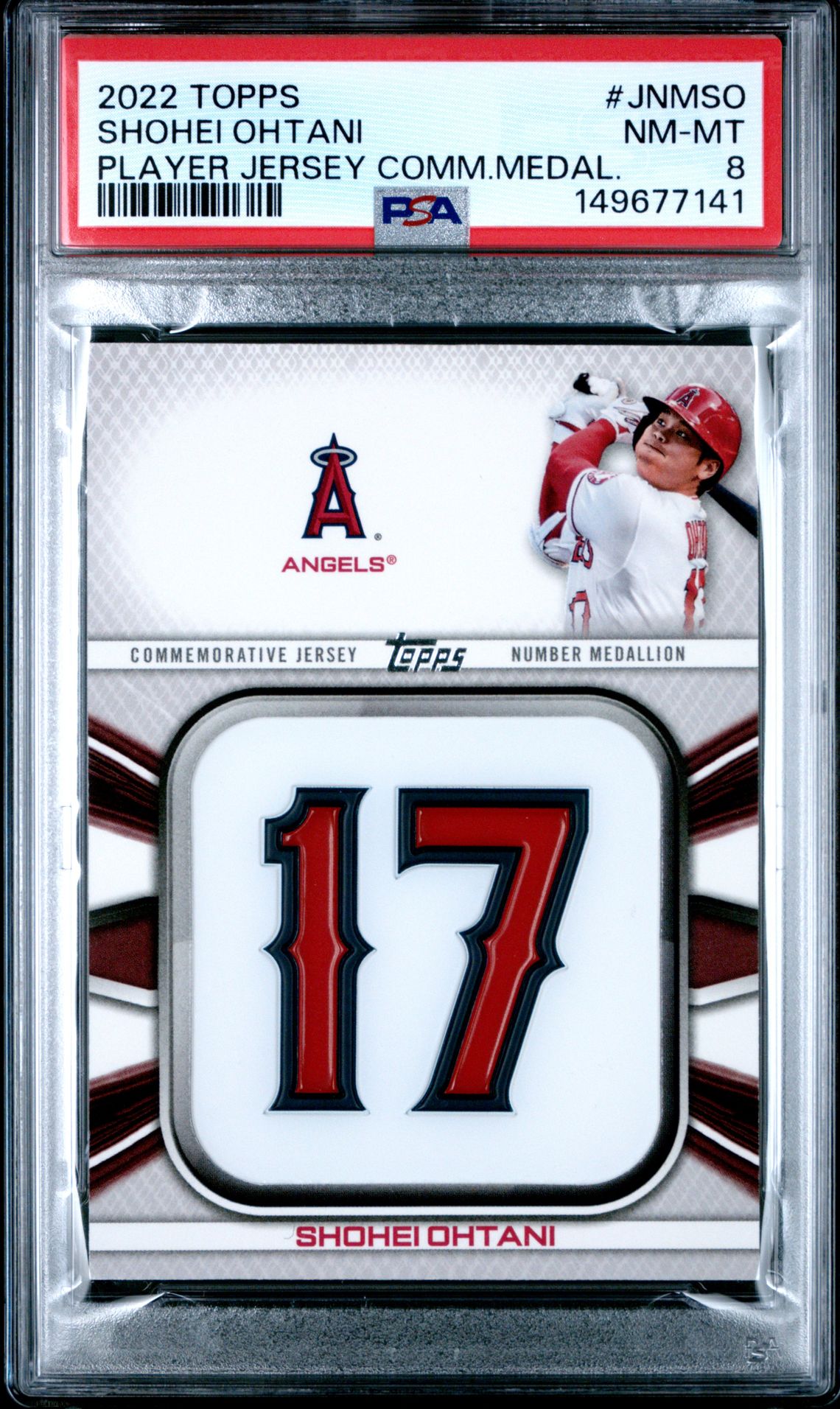 2022 Topps TOPPS PLAYER JERSEY COMMEMORATIVE MEDALLION PLAYER JERSEY COMM.MEDAL. #JNMSO Shohei Ohtani front