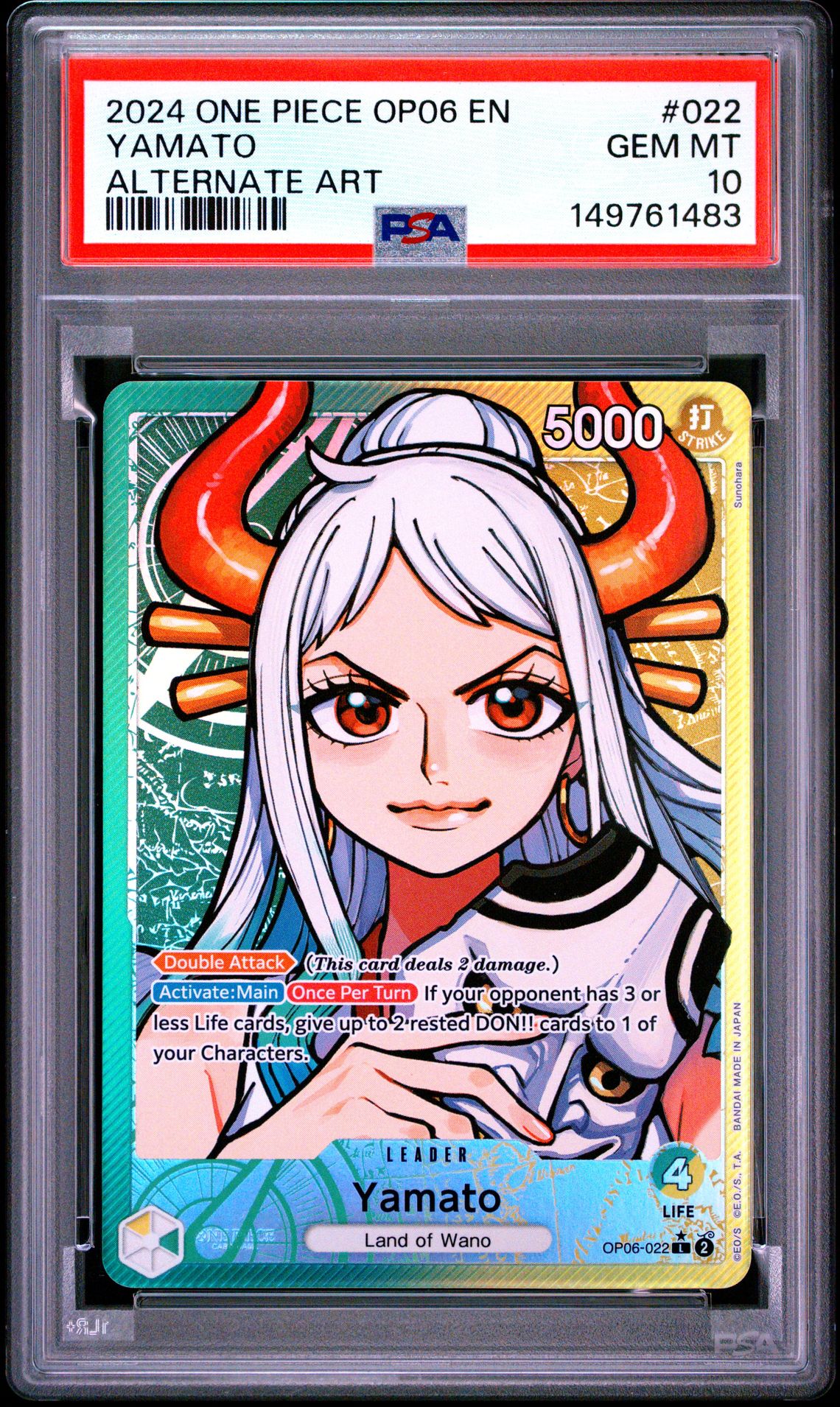 2024 One Piece ONE PIECE OP06-WINGS OF THE CAPTAIN ALTERNATE ART #022 Yamato front