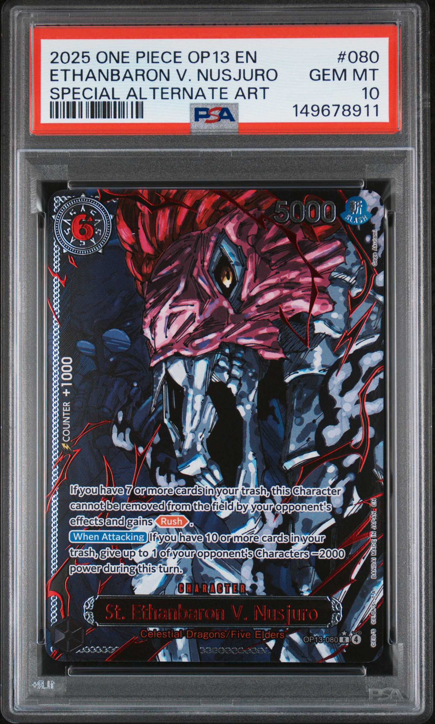 2025 #080 St. Ethanbaron V. Nusjuro PSA 10 One Piece OP13-Carrying on His Will