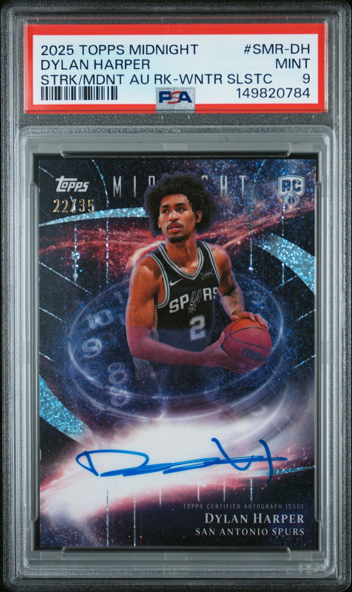 2025 Topps TOPPS MIDNIGHT STROKE OF MIDNIGHT AUTOGRAPHS ROOKIES STRK/MDNT AU RK-WNTR SLSTC #SMR-DH Dylan Harper front