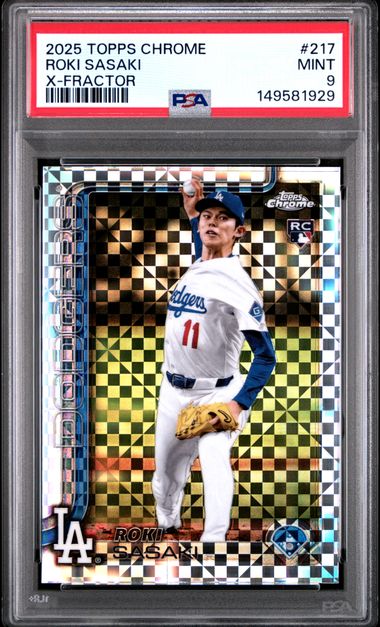2025 Topps Topps Chrome Xfractor #217 Roki Sasaki X-Fractor front