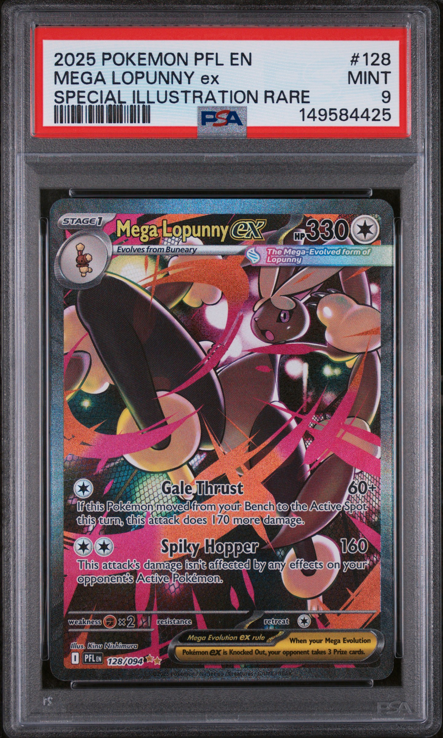 2025 #128 Mega Lopunny EX PSA 9 Pfl EN-Phantasmal Flames