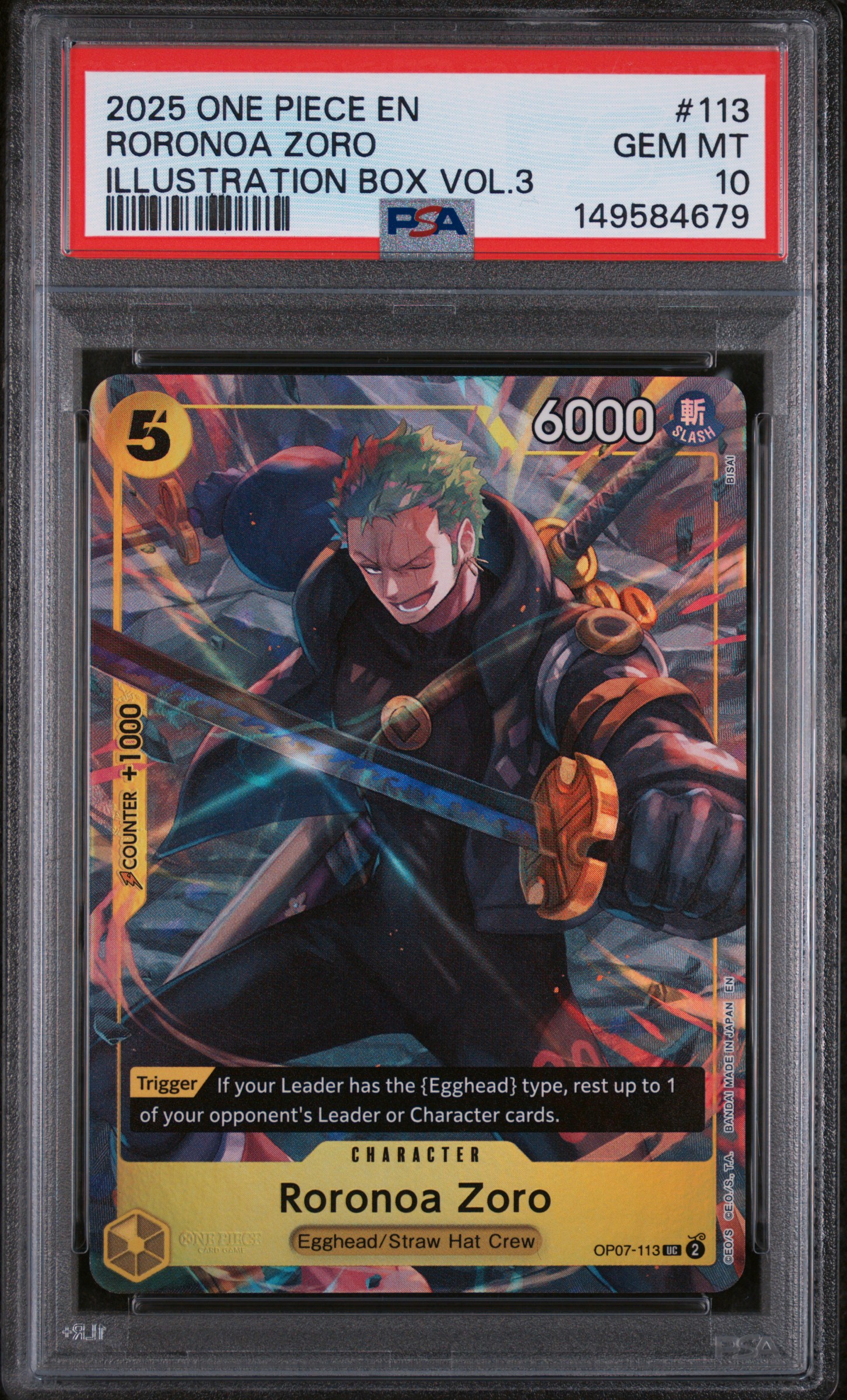 2025 #113 Roronoa Zoro PSA 10 One Piece Promos