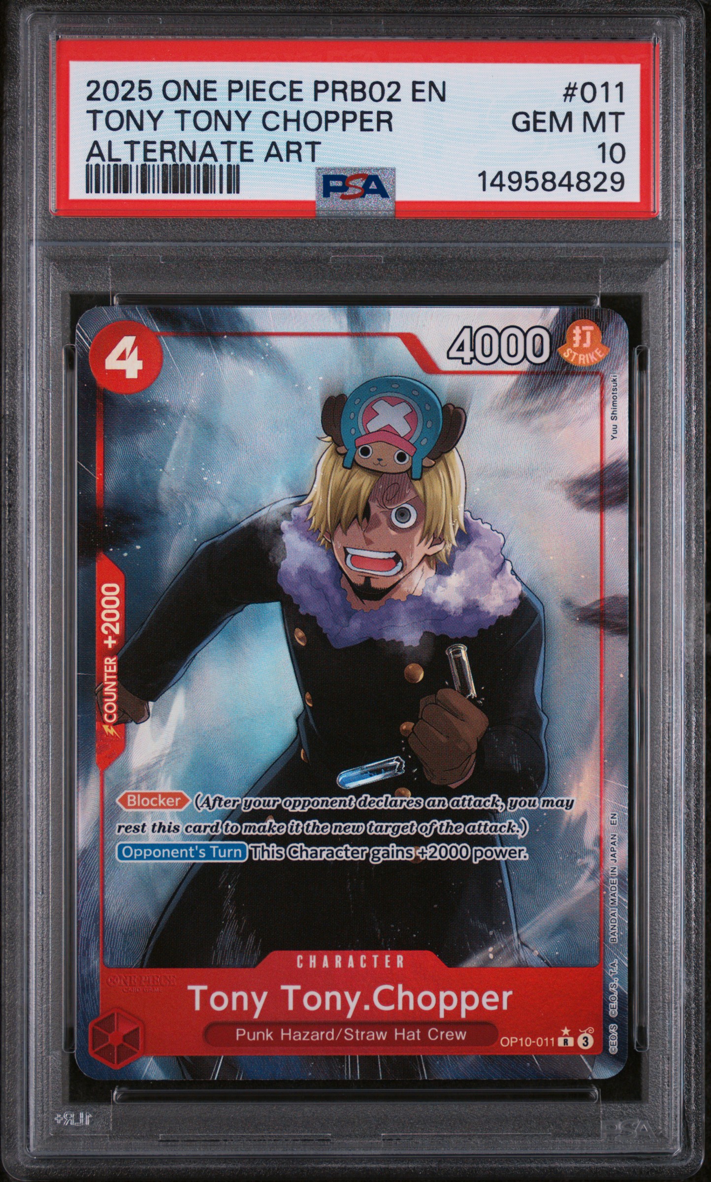 2025 #011 Tony Tony Chopper PSA 10 One Piece PRB02-Premium Booster -One Piece Card the Best- Vol.2
