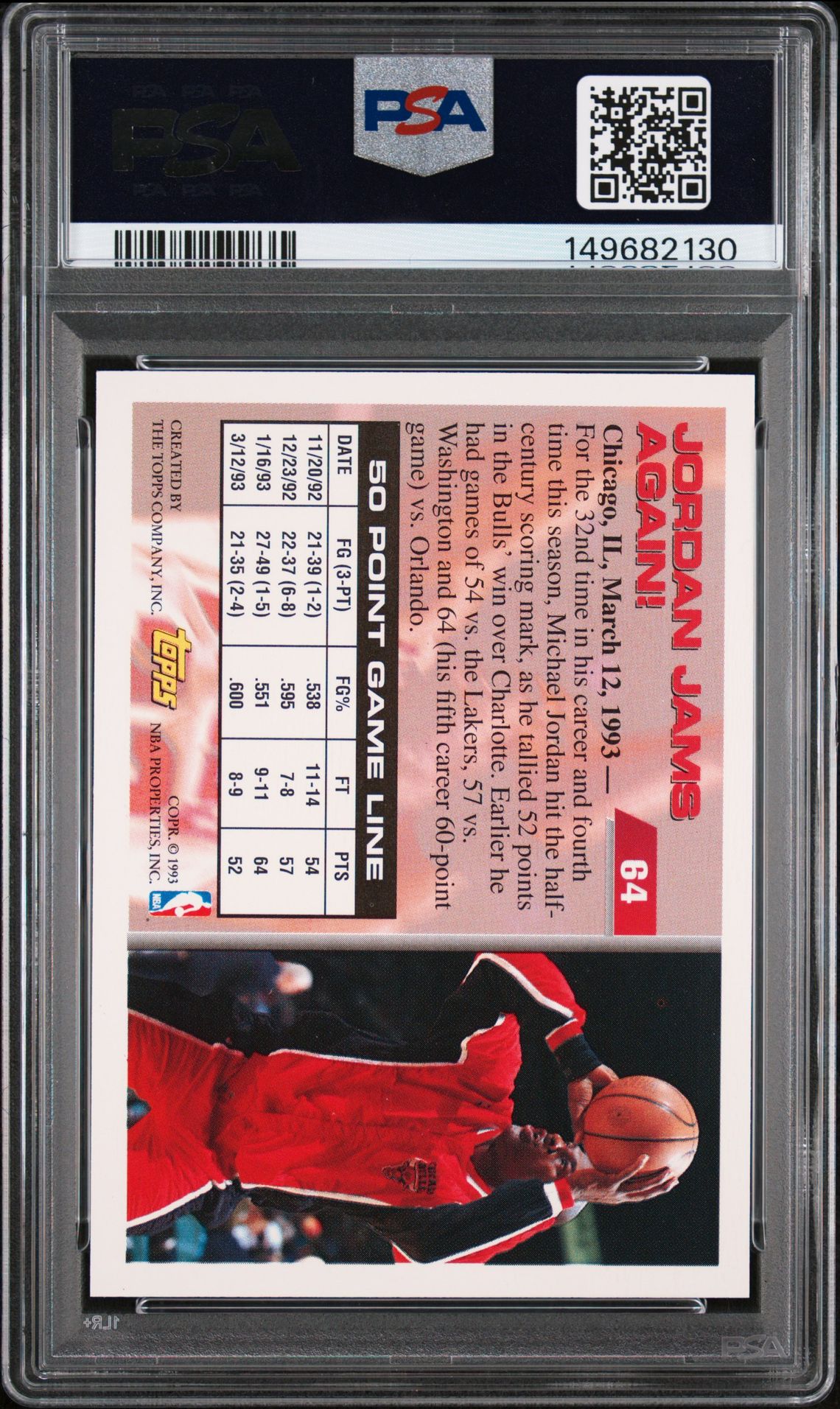 1993 Topps Michael Jordan #64 Nm-Mt 8 back