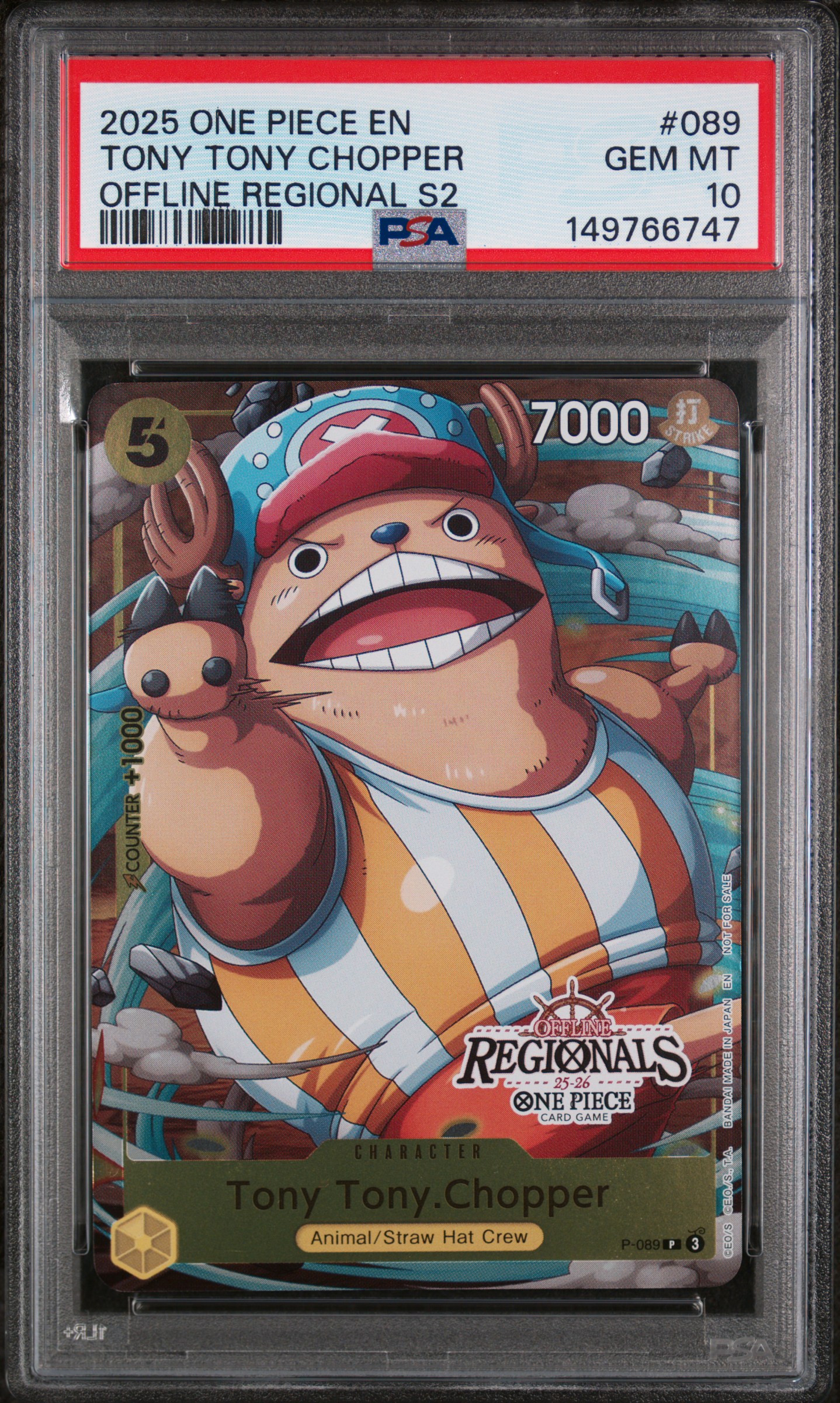 2025 #089 Tony Tony Chopper PSA 10 One Piece Offline Regionals Pack 2025 Vol.2