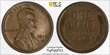 1917-D 1C AU58BN
