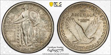 1917-S 25C Type 1 MS65+ FH