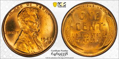 1947-D 1C MS67RD