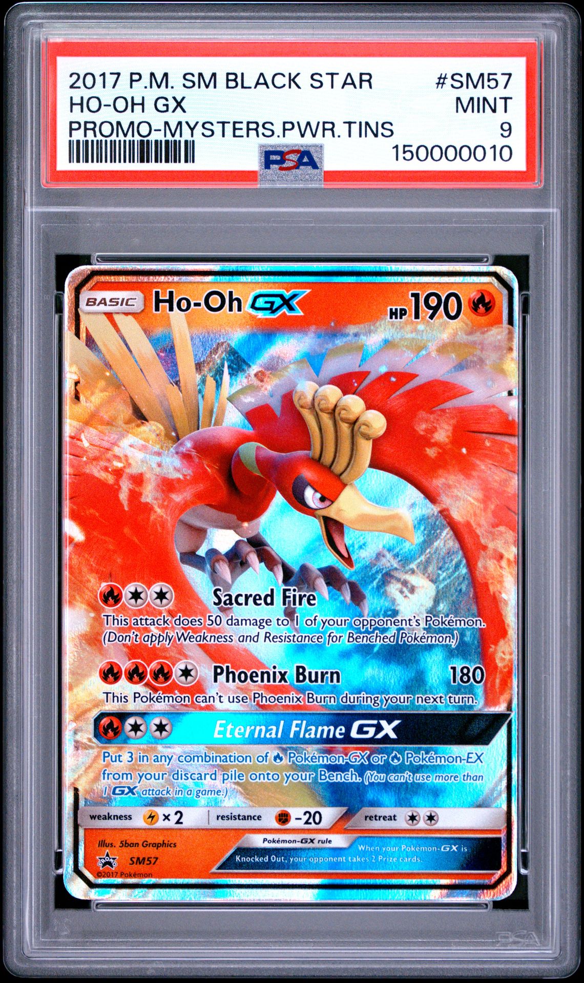 2017 Pokemon Sm Black Star Promo Ho-Oh Gx #Sm57 (Promo-Mysters.pwr.tins) Mint 9 front