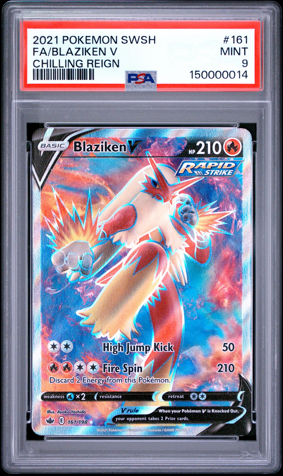 2021 Pokemon Sword & Shield Chilling Reign Fa/Blaziken V #161 (Chilling Reign) Mint 9 front