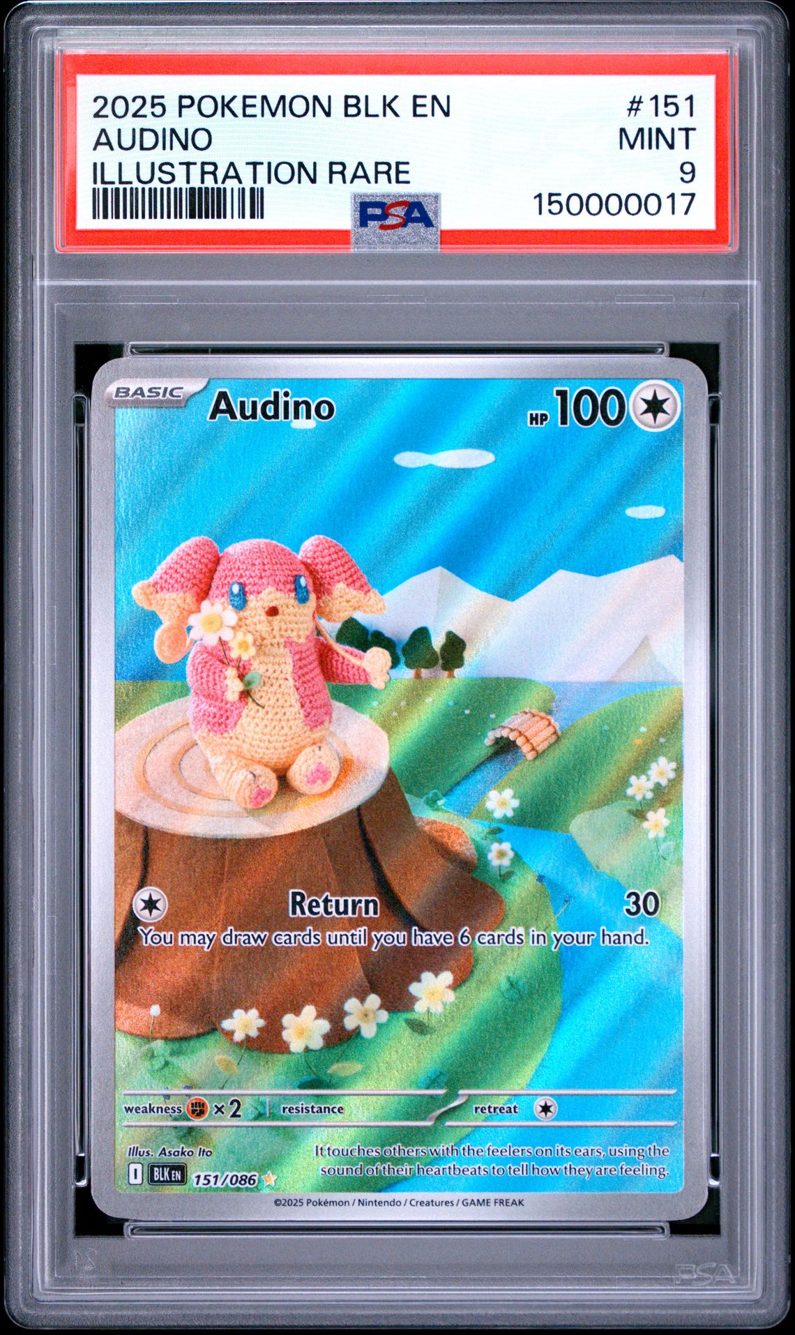 2025 Pokemon Blk En-Black Bolt Audino #151 (Illustration Rare) Mint 9 front