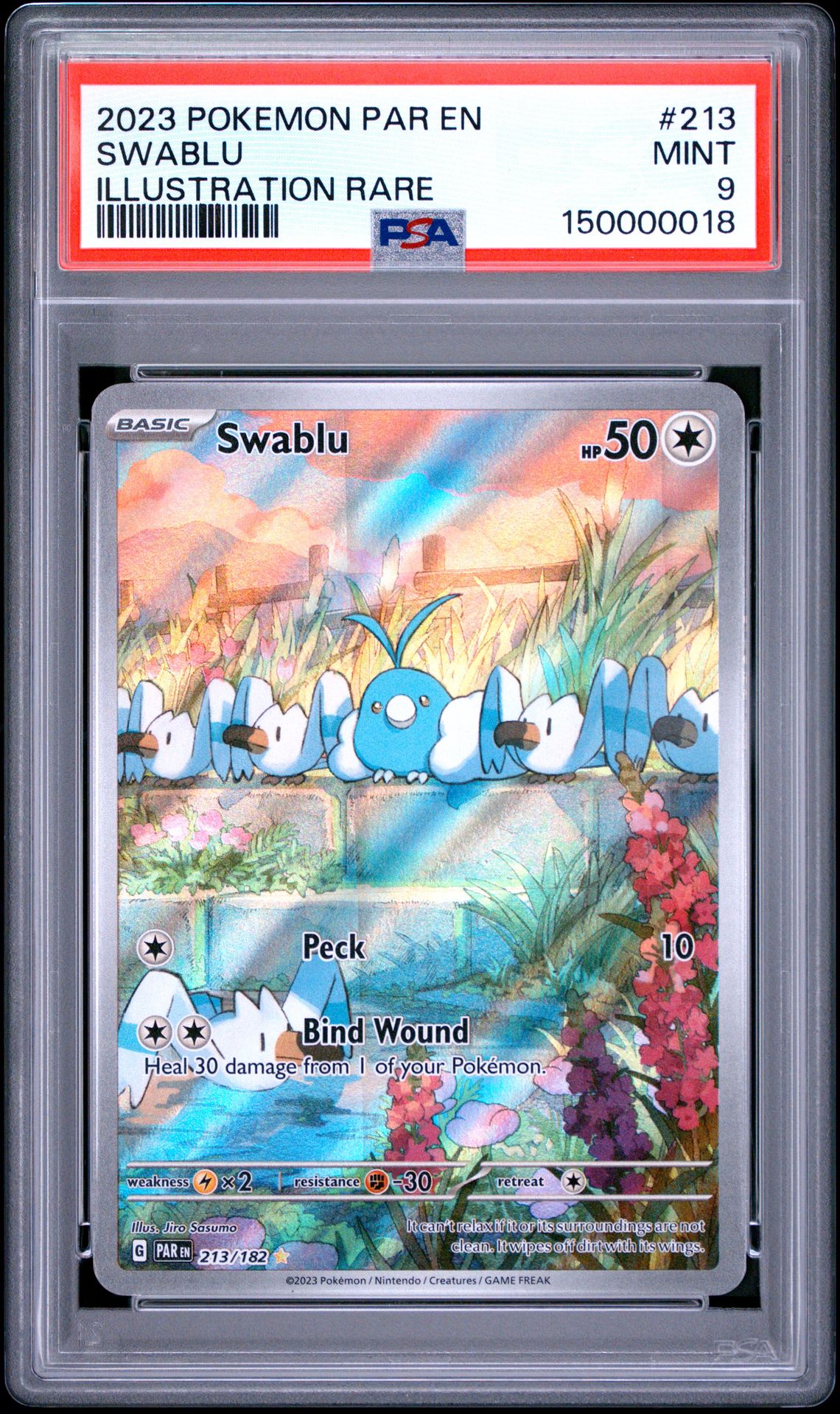 2023 Pokemon Par En-Paradox Rift Swablu #213 (Illustration Rare) Mint 9 front