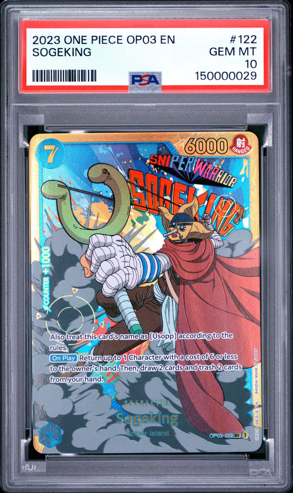 2023 One Piece Op03-Pillars Of Strength Sogeking #122 Gem Mt 10 front