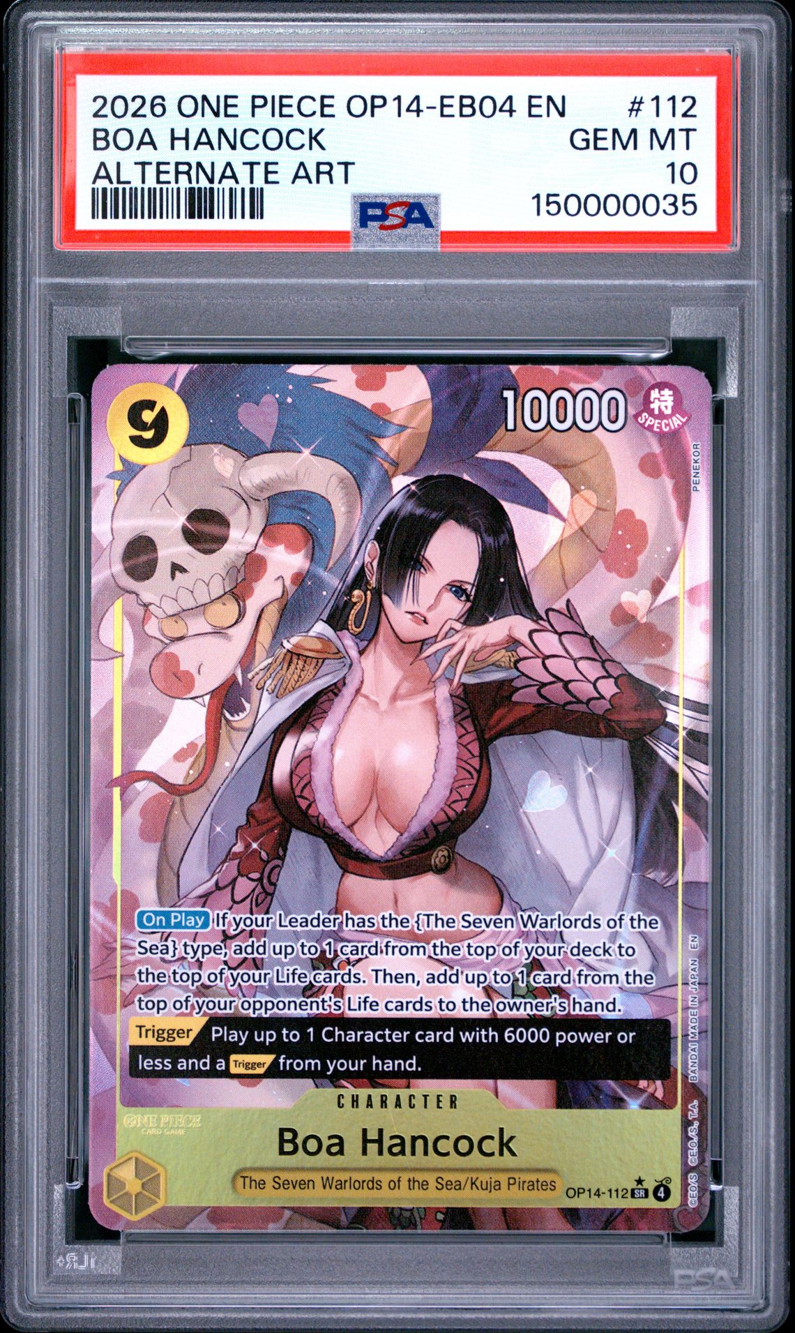 2026 One Piece Op14-Eb04-The Azure Sea's Seven Boa Hancock #112 (Alternate Art) Gem Mt 10 front