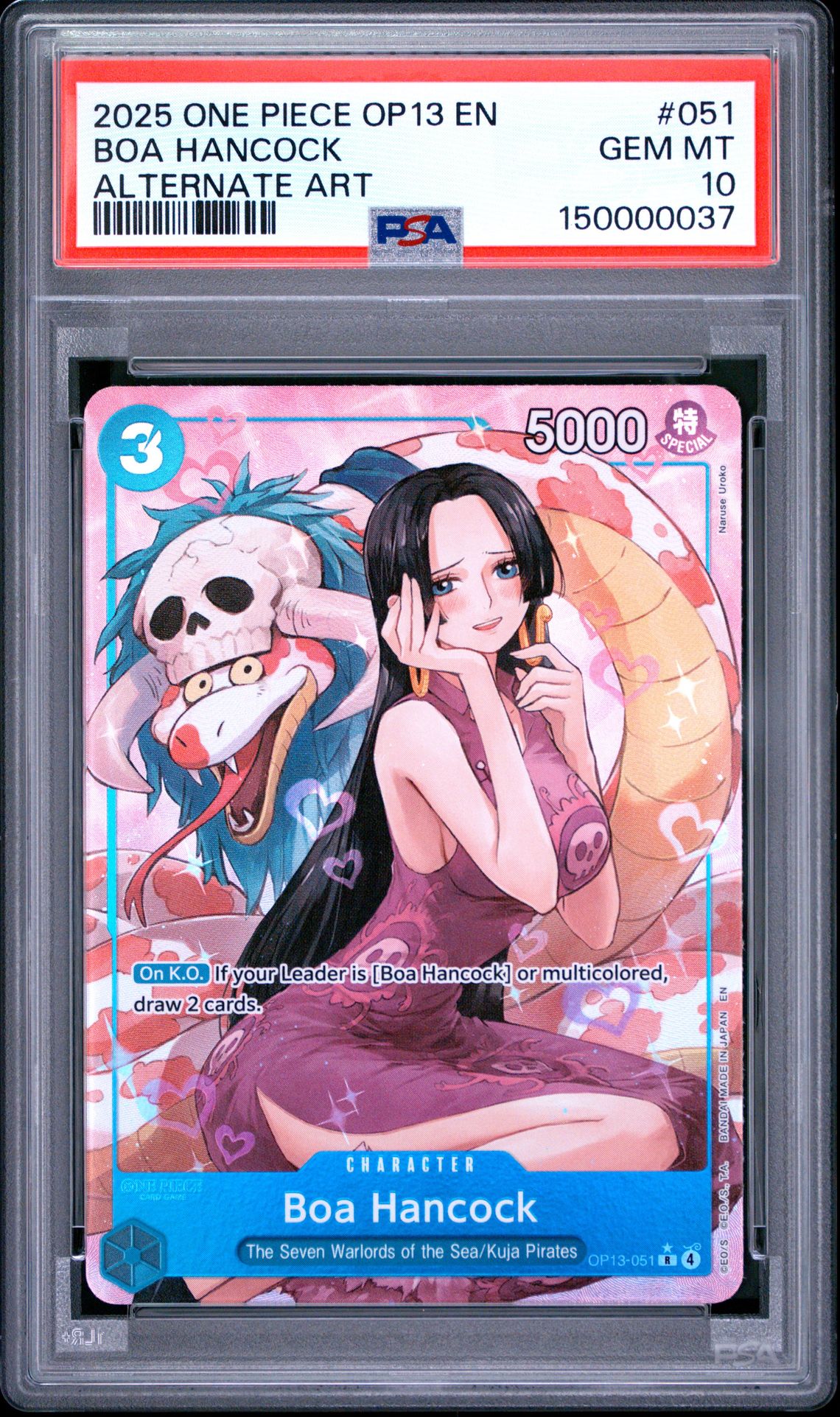 2025 One Piece Op13-Carrying On His Will Boa Hancock #051 (Alternate Art) Gem Mt 10 front