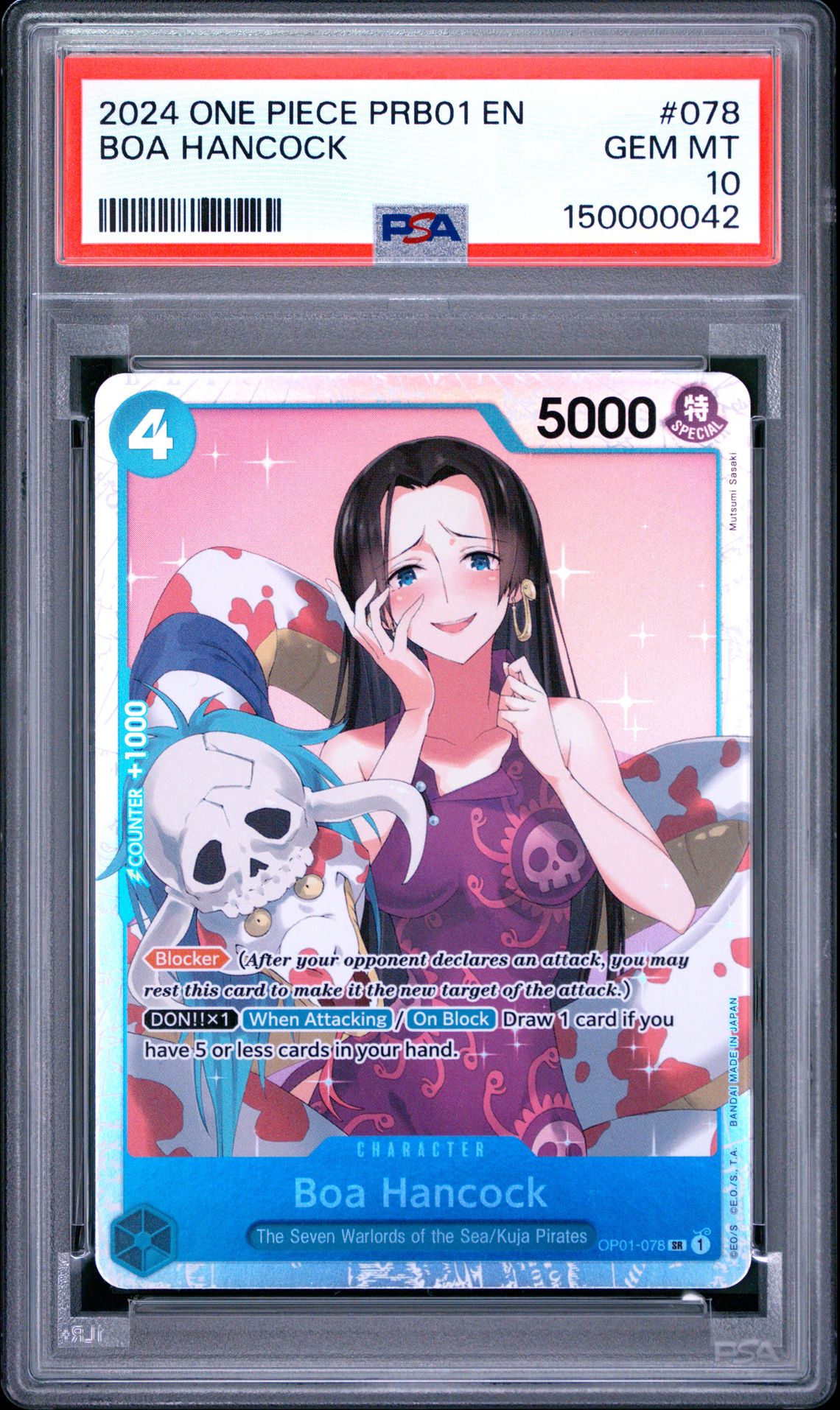 2024 ONE PIECE PRB01-PREMIUM BOOSTER -ONE PIECE CARD THE BEST- BOA HANCOCK  078 GEM MT 10 front