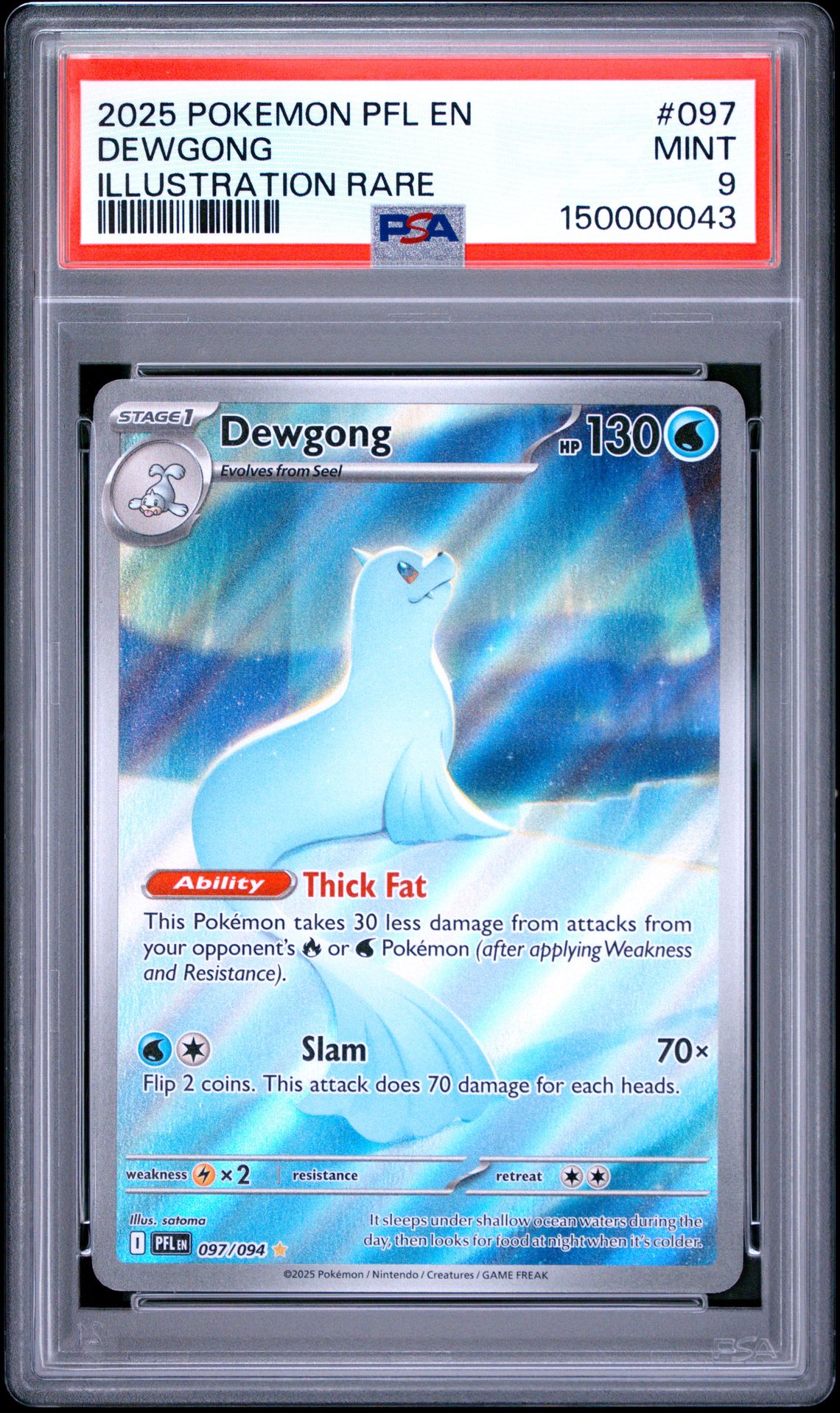 2025 Pokemon Pfl En-Phantasmal Flames Dewgong #097 (Illustration Rare) Mint 9 front