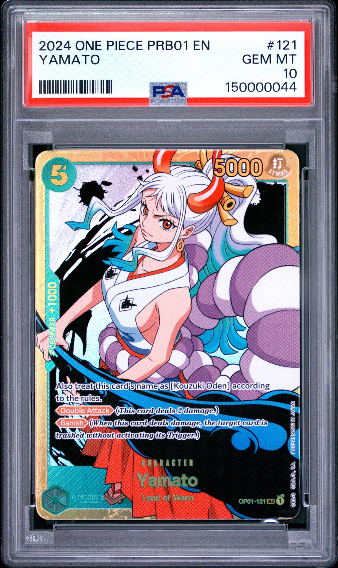 2024 One Piece Prb01-Premium Booster -One Piece Card The Best- Yamato #121 Gem Mt 10 front view - PSA graded GEM MT 10