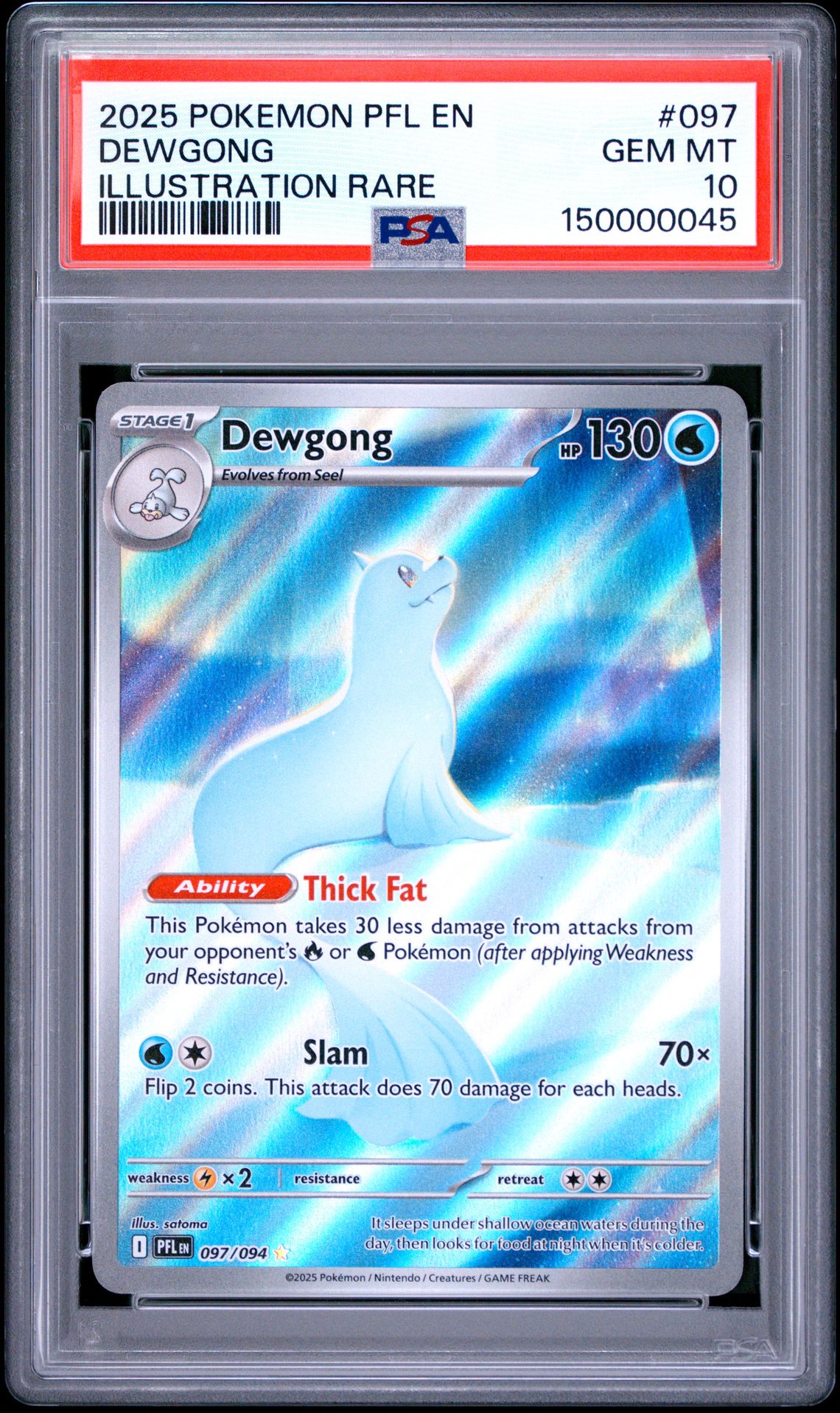 2025 Pokemon Pfl En-Phantasmal Flames Dewgong #097 (Illustration Rare) Gem Mt 10 front