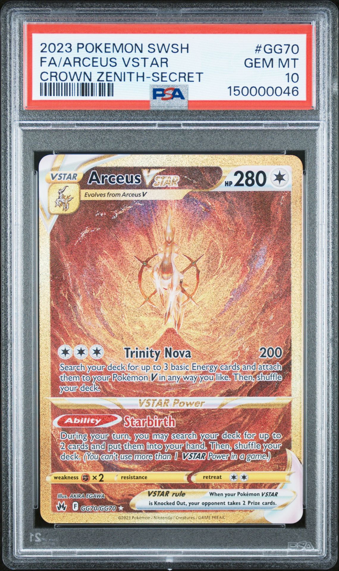 2023 Pokemon Sword And Shield Crown Zenith Fa/Arceus Vstar #Gg70 (Crown Zenith-Secret) Gem Mt 10 front