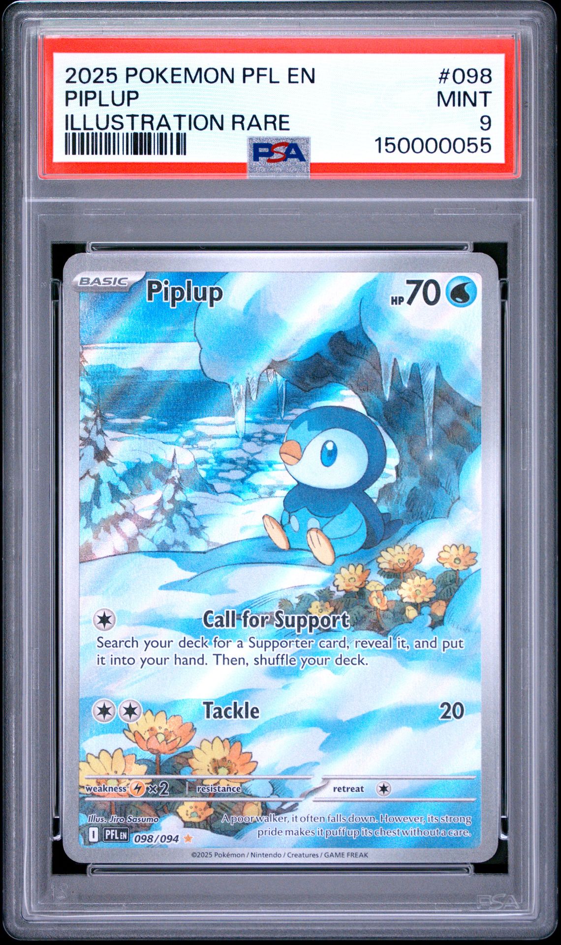 2025 Pokemon Pfl En-Phantasmal Flames Piplup #098 (Illustration Rare) Mint 9 front
