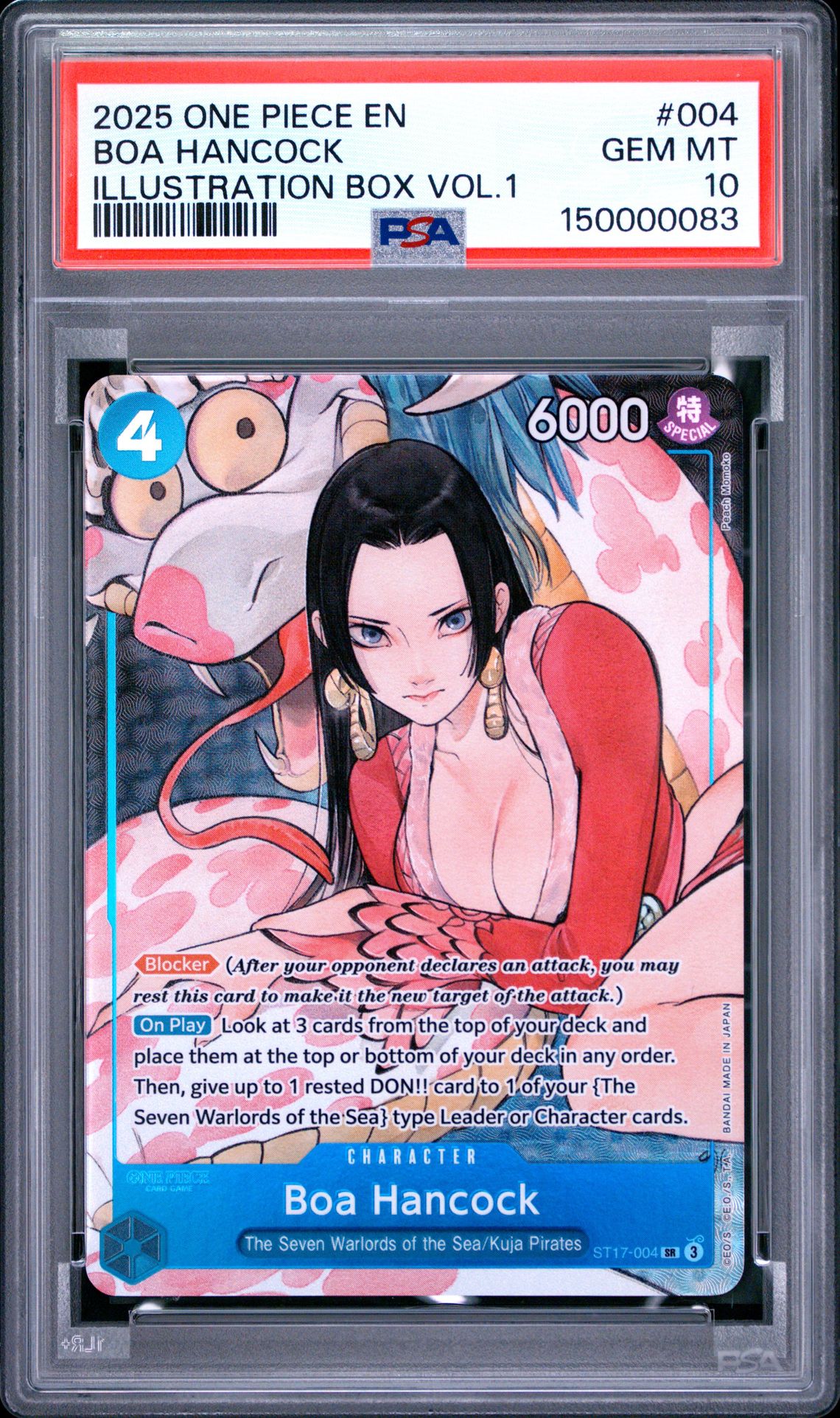 2025 One Piece Promos Boa Hancock #004 (Illustration Box Vol.1) Gem Mt 10 front view - PSA graded GEM MT 10