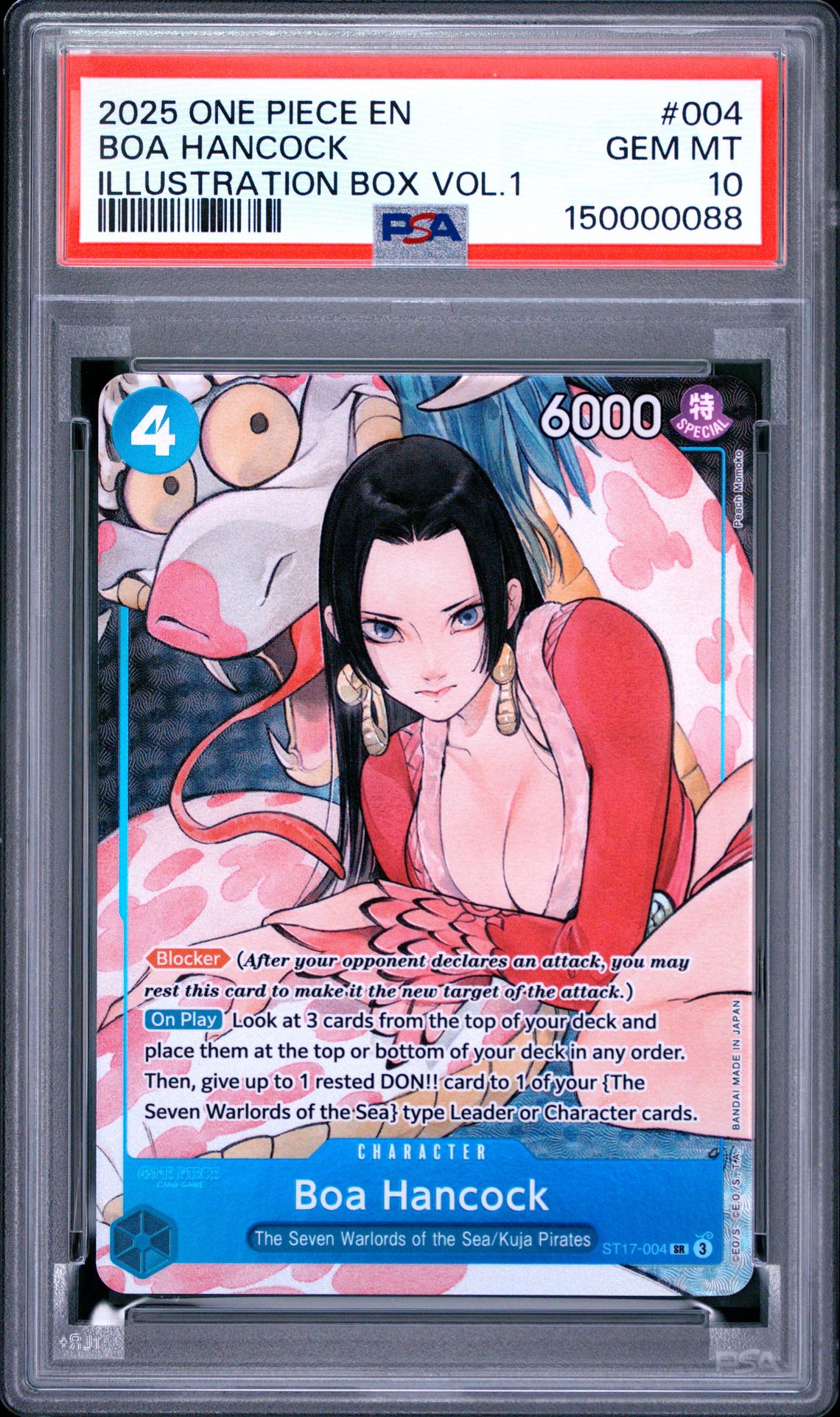 2025 One Piece Promos Boa Hancock #004 (Illustration Box Vol.1) Gem Mt 10 front view - PSA graded GEM MT 10