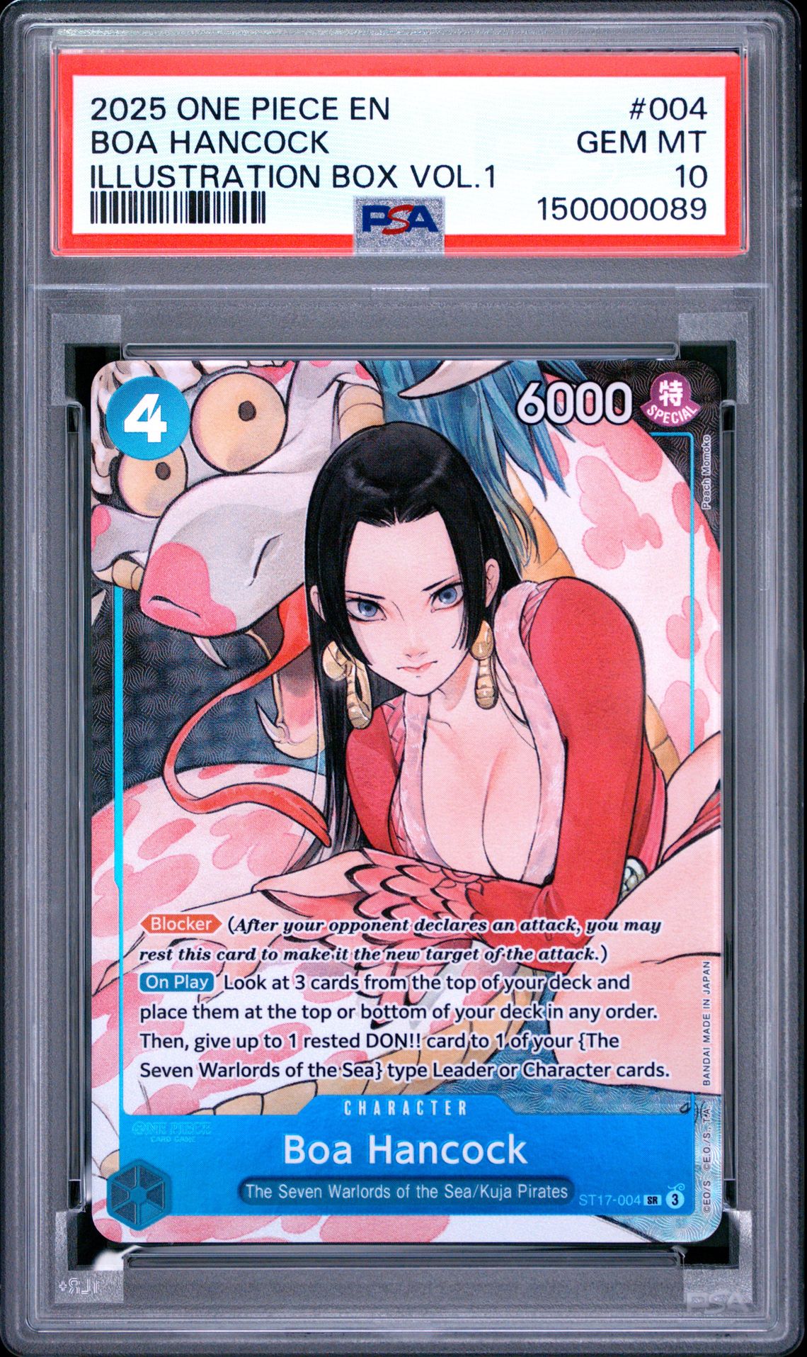 2025 One Piece Promos Boa Hancock #004 (Illustration Box Vol.1) Gem Mt 10 front view - PSA graded GEM MT 10