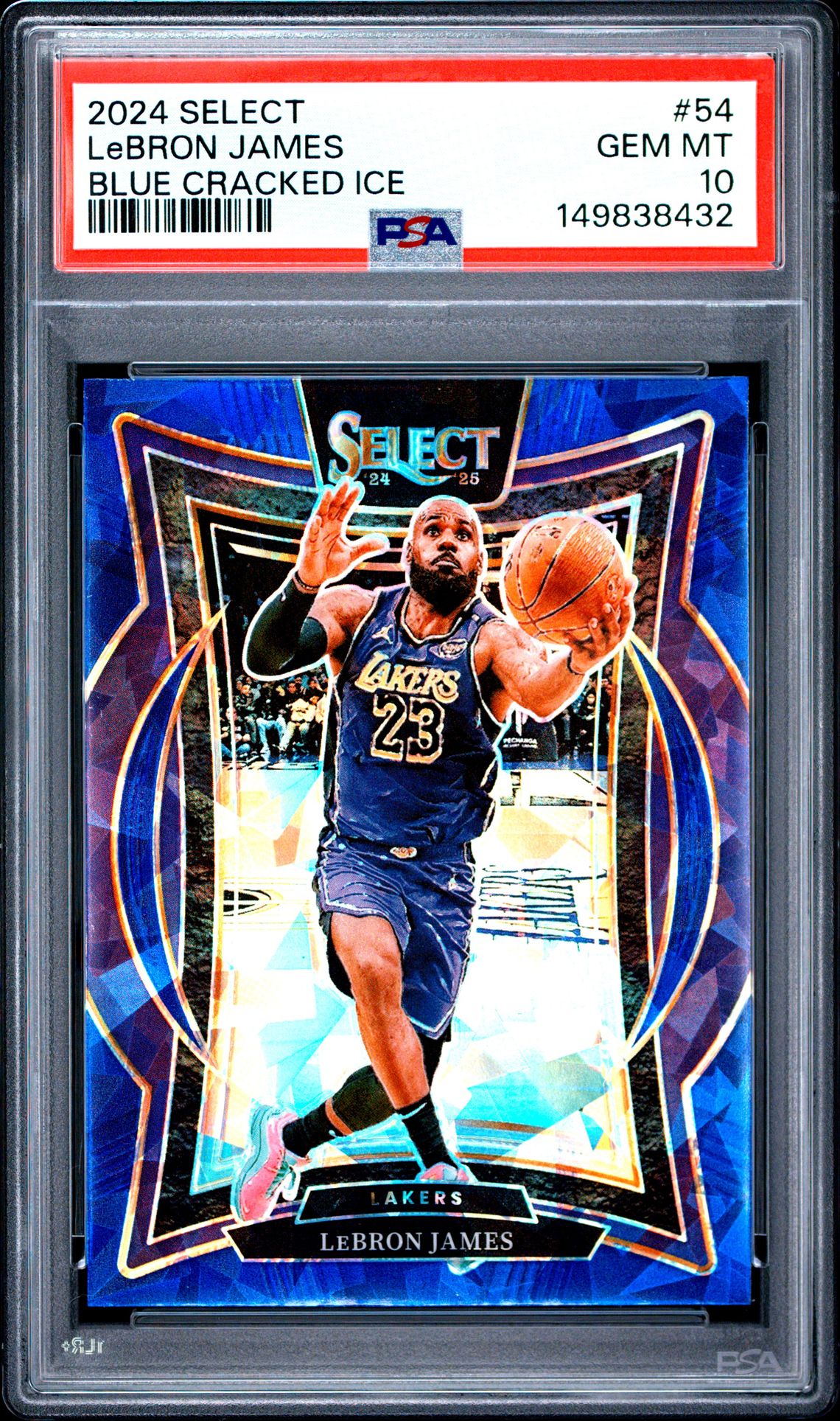 2024 Panini Select Lebron James #54 (Blue Cracked Ice) Gem Mt 10 front