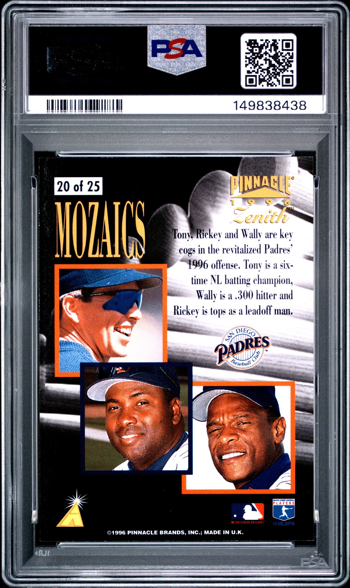 1996 Zenith Mozaics W.joyner/T.gwynn #20 (R.henderson) Nm-Mt 8 back