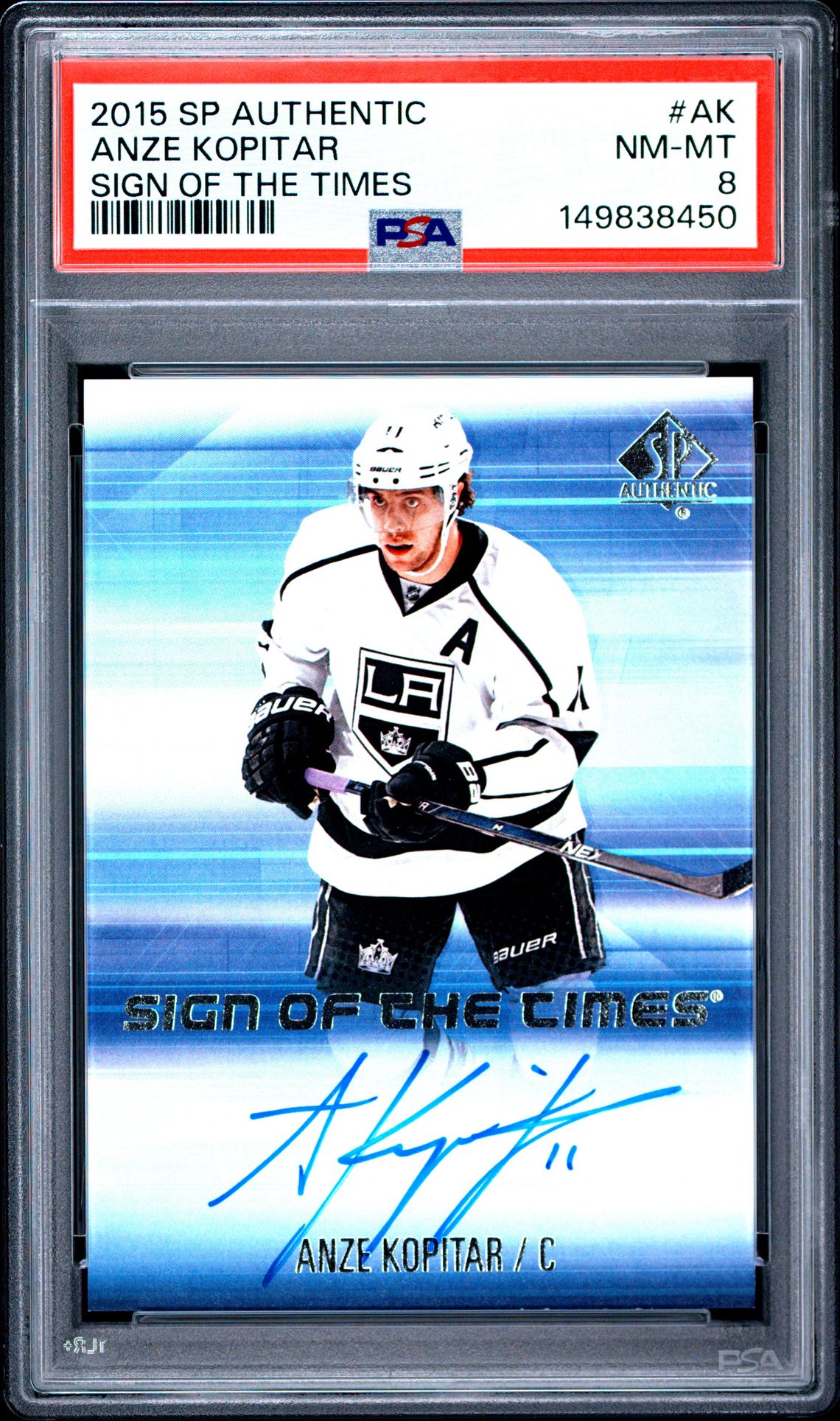 2015 Sp Authentic Sign Of The Times Anze Kopitar #Ak (Sign Of The Times) Nm-Mt 8 front