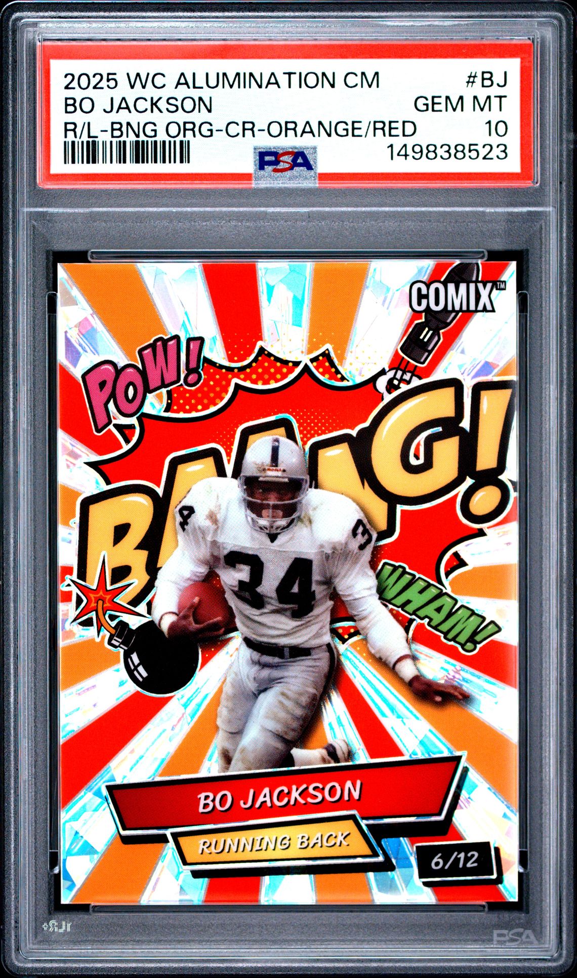 2025 Wild Card Alumination Comix Rookie And Legend Bo Jackson #Bj (R/L-Bng Org-Cr-Orange/Red) Gem Mt 10 front