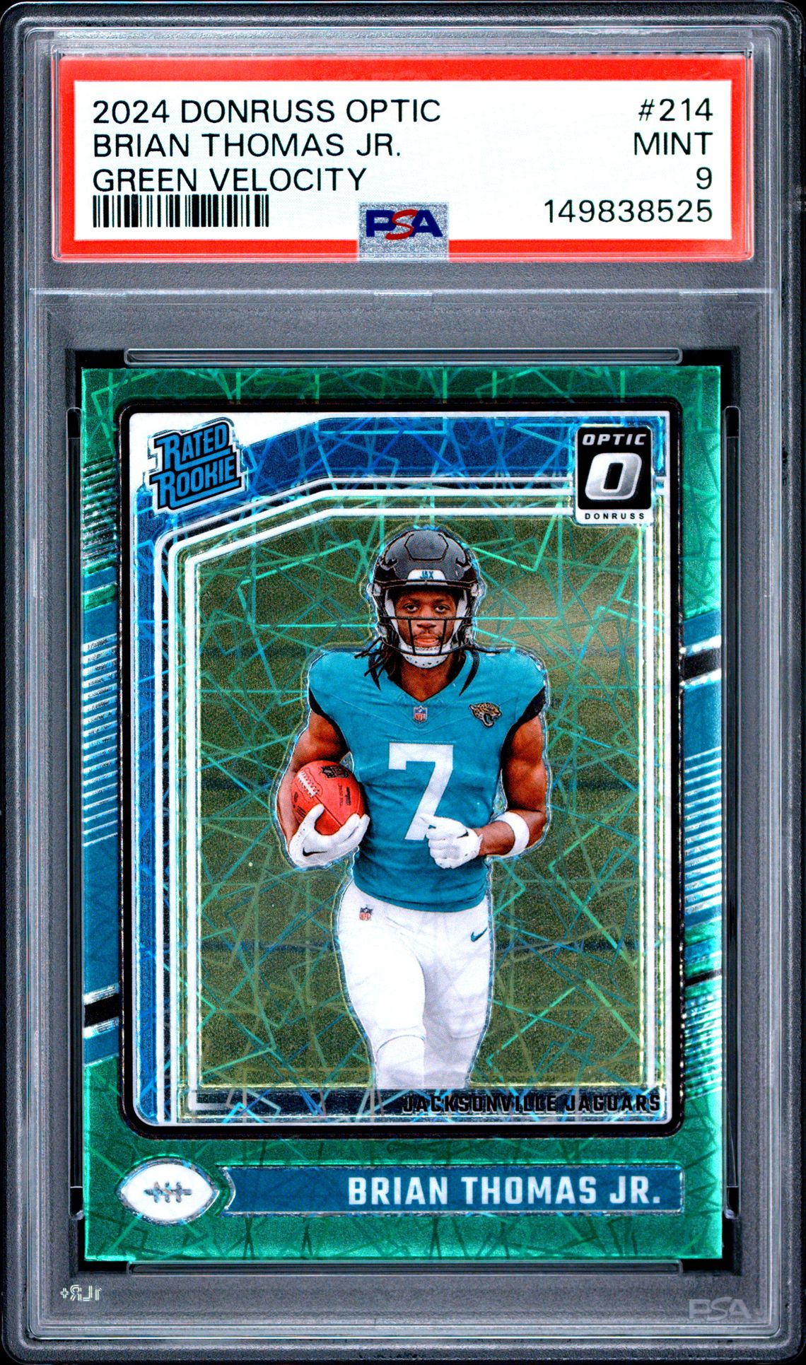2024 Panini Donruss Optic Brian Thomas Jr. #214 (Green Velocity) Mint 9 front