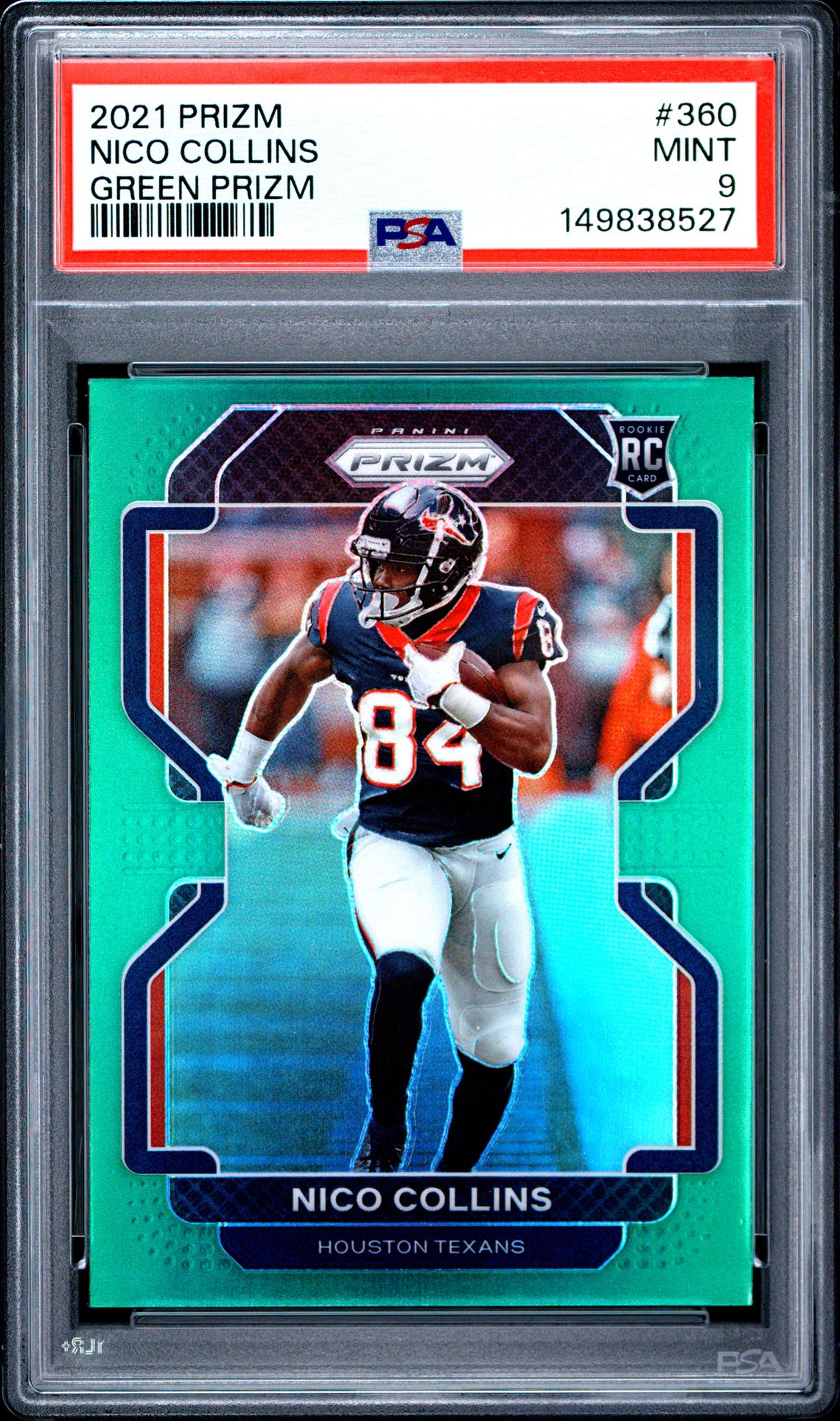 2021 Panini Prizm Nico Collins #360 (Green Prizm) Mint 9 front