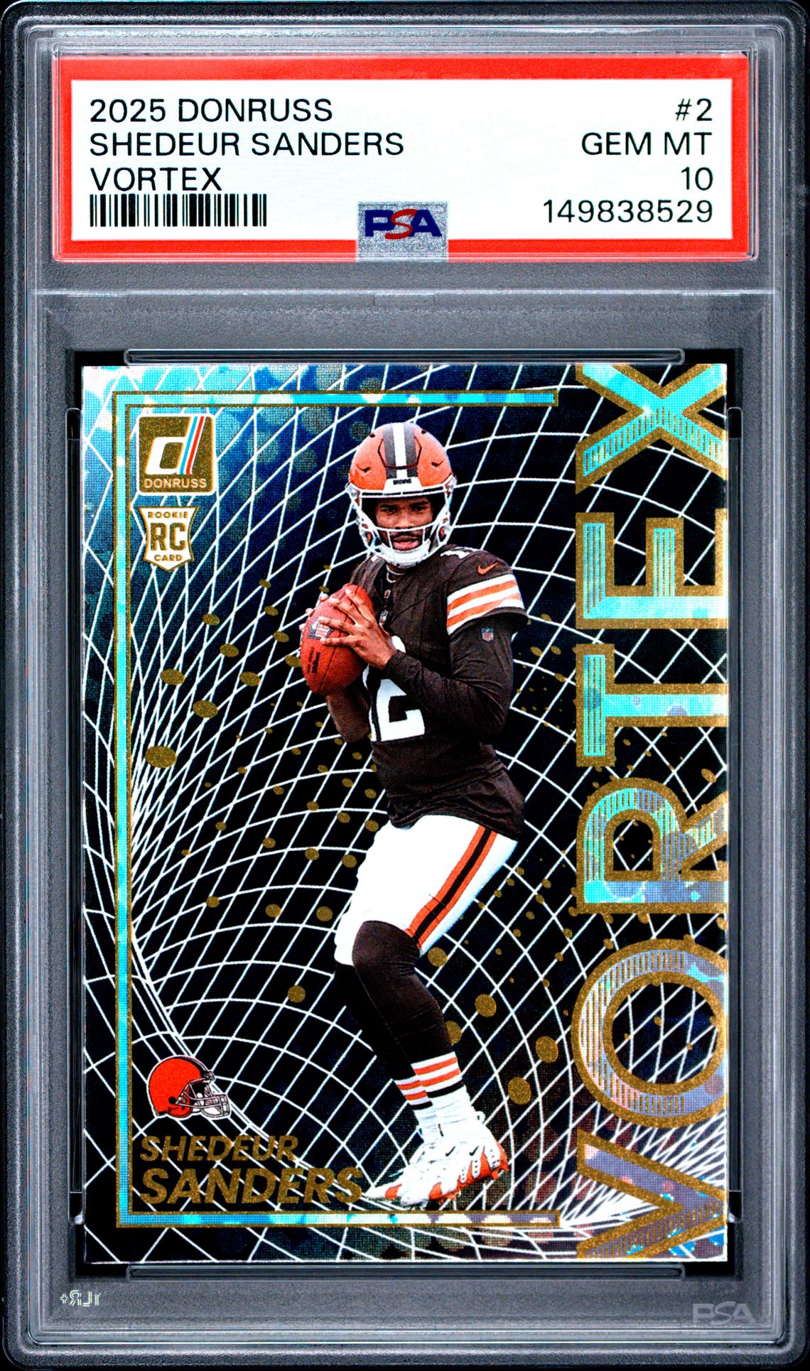 2025 Panini Donruss Vortex Shedeur Sanders #2 Gem Mt 10 front