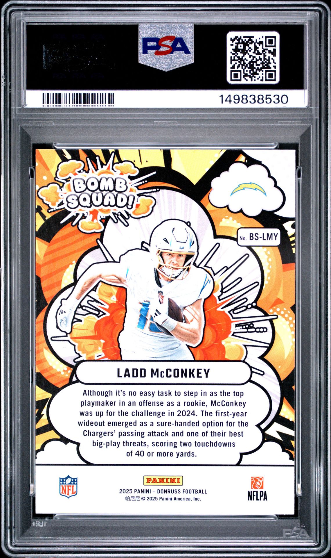 2025 Panini Donruss Bomb Squad Ladd Mcconkey #Bs-Lmy Gem Mt 10 back