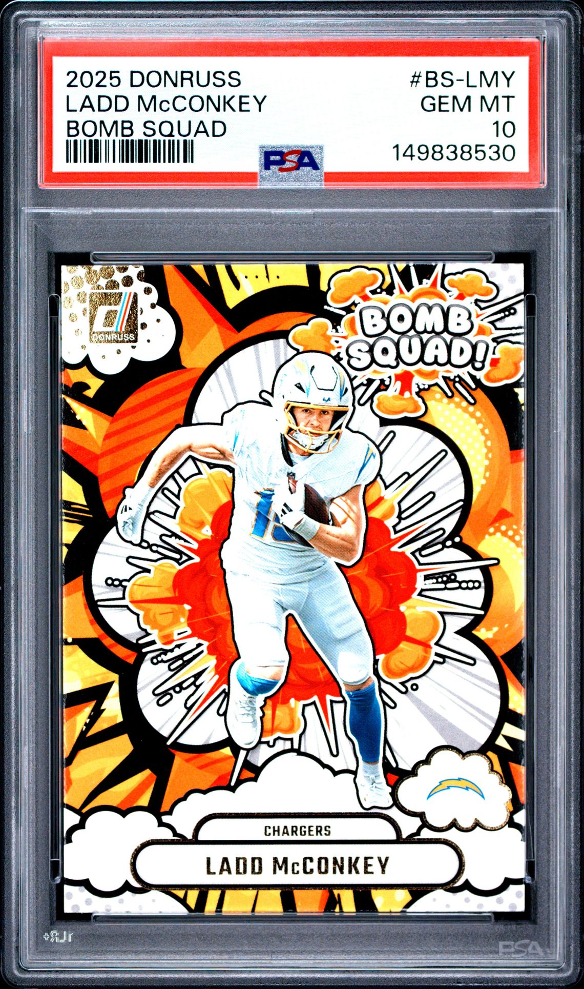 2025 Panini Donruss Bomb Squad Ladd Mcconkey #Bs-Lmy Gem Mt 10 front