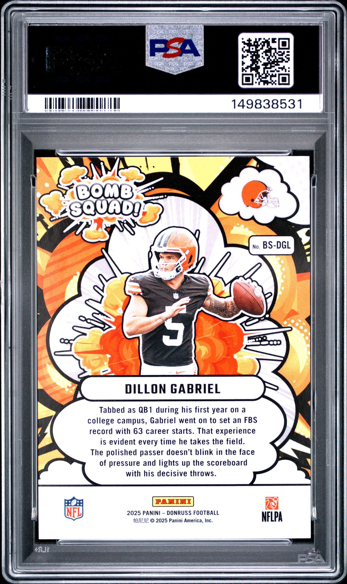 2025 Panini Donruss Bomb Squad Dillon Gabriel #Bs-Dgl Gem Mt 10 back
