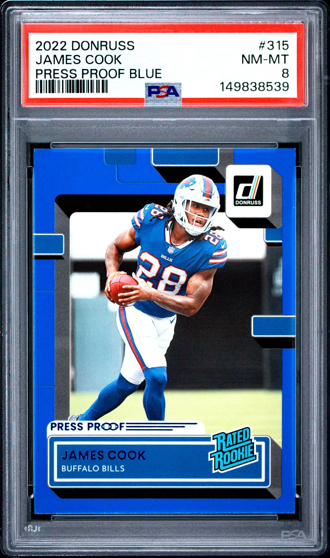 2022 Panini Donruss James Cook #315 (Press Proof Blue) Nm-Mt 8 front