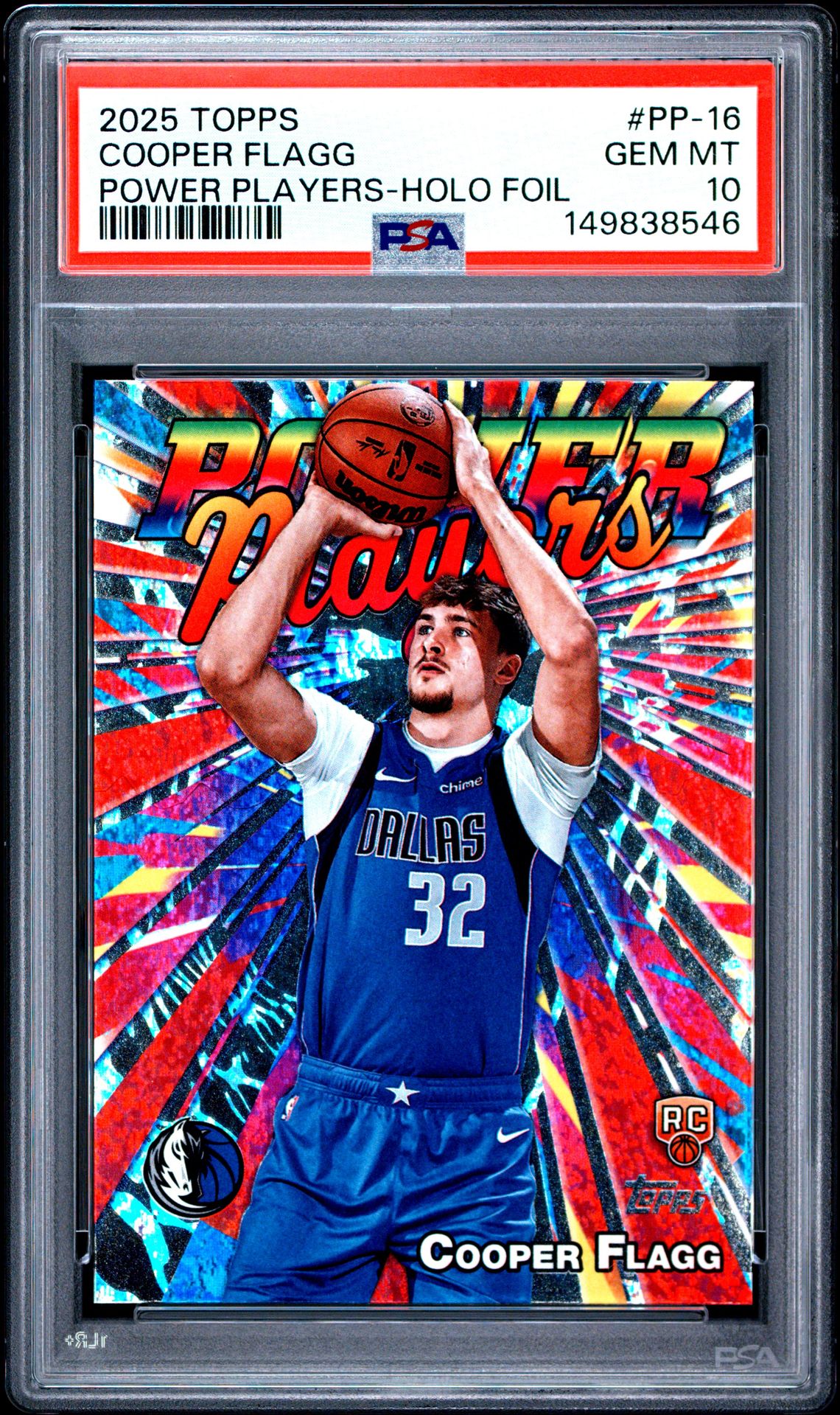 2025 Topps Power Players Cooper Flagg #Pp-16 (Power Players-Holo Foil) Gem Mt 10 front view - PSA graded GEM MT 10
