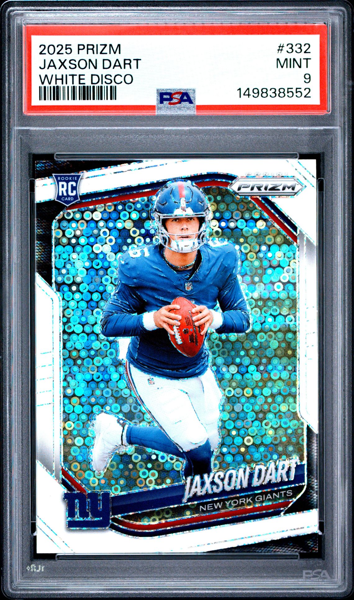 2025 Panini Prizm Jaxson Dart #332 (White Disco) Mint 9 front