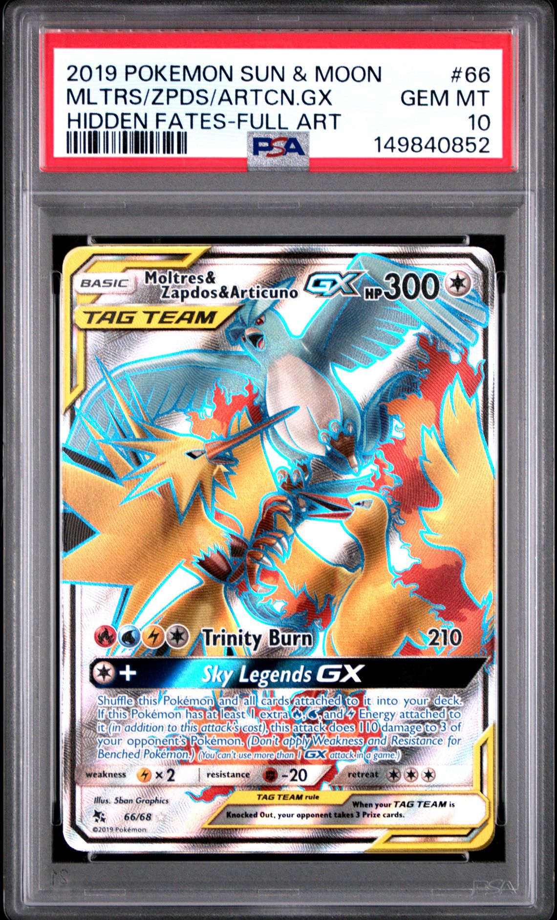 2019 Pokemon POKEMON SUN & MOON HIDDEN FATES FULL ART #66 Mltrs/Zpds/Artcn.Gx front