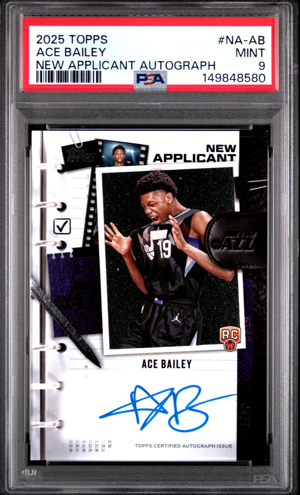 2025 Topps New Applicant Autographs Ace Bailey #Na-Ab (New Applicant Autograph) Mint 9 front