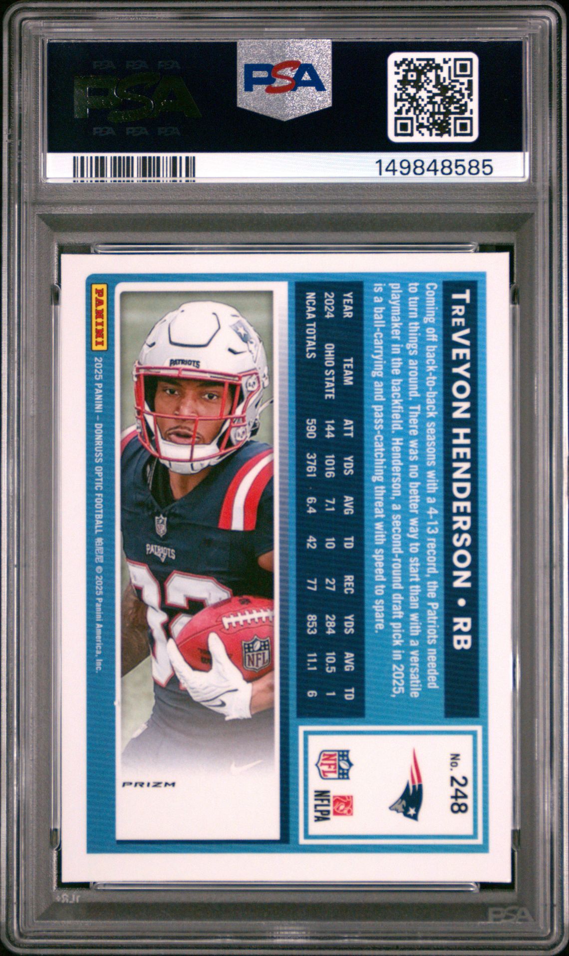 2025 Panini Donruss Optic Treveyon Henderson #248 (Holo) Mint 9 back
