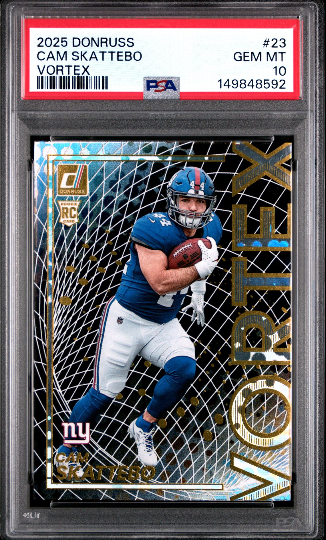 2025 Panini Donruss Vortex Cam Skattebo #23 Gem Mt 10 front