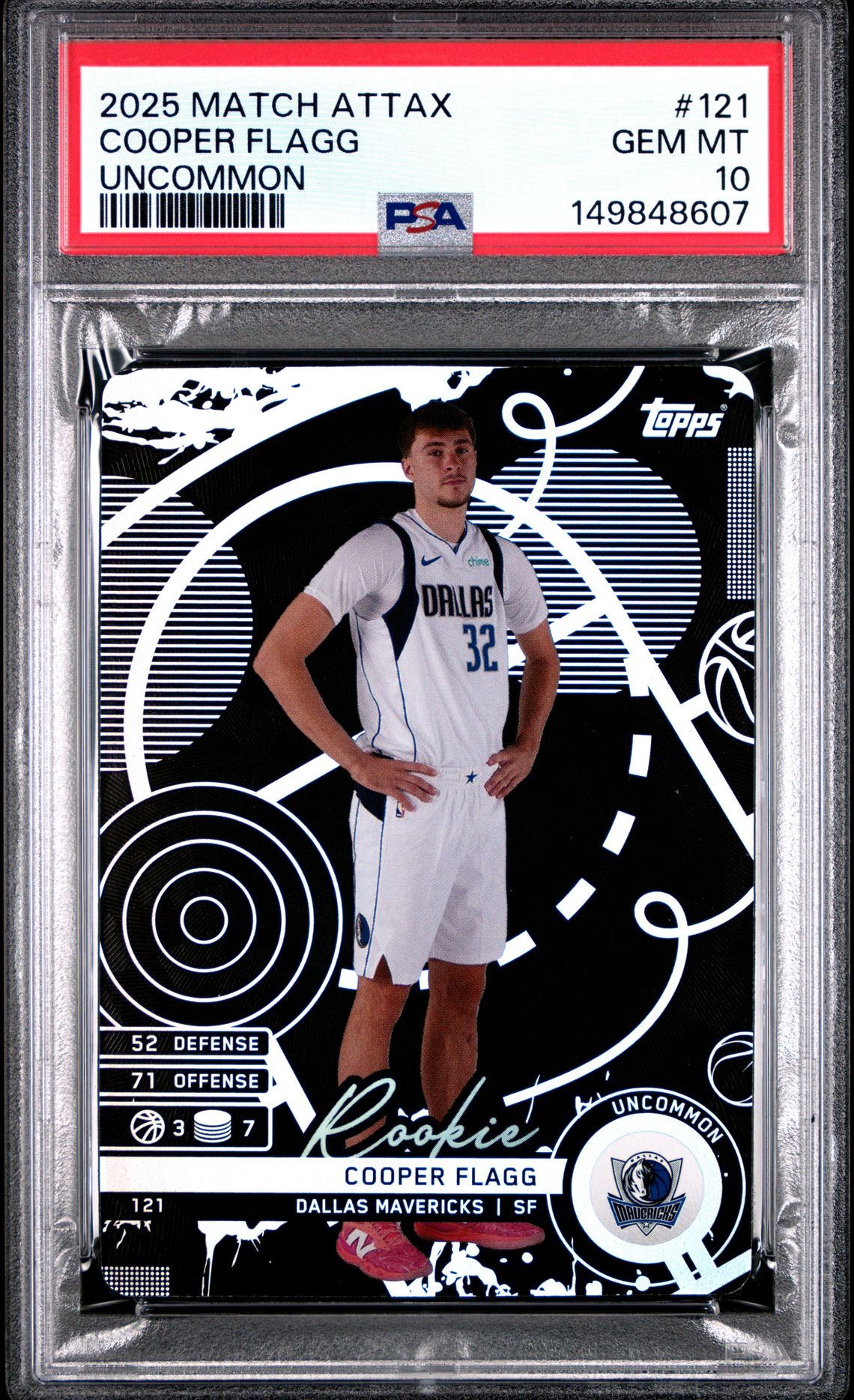 2025 Topps Match Attax Cooper Flagg #121 (Uncommon) Gem Mt 10 front view - PSA graded GEM MT 10