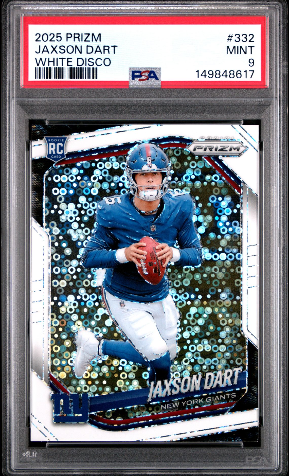 2025 Panini Prizm Jaxson Dart #332 (White Disco) Mint 9 front