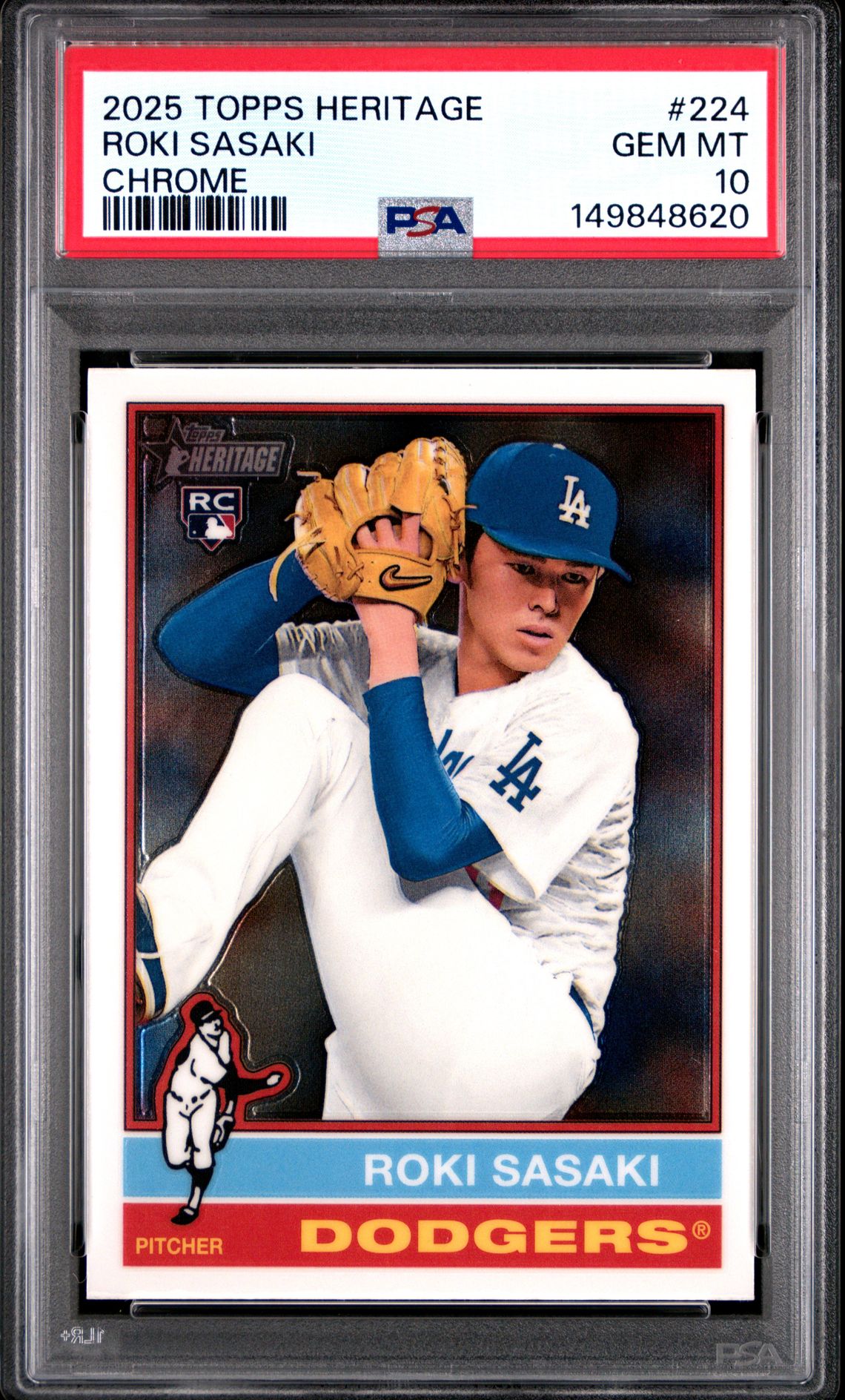 2025 Topps Heritage Roki Sasaki #224 (Chrome) Gem Mt 10 front