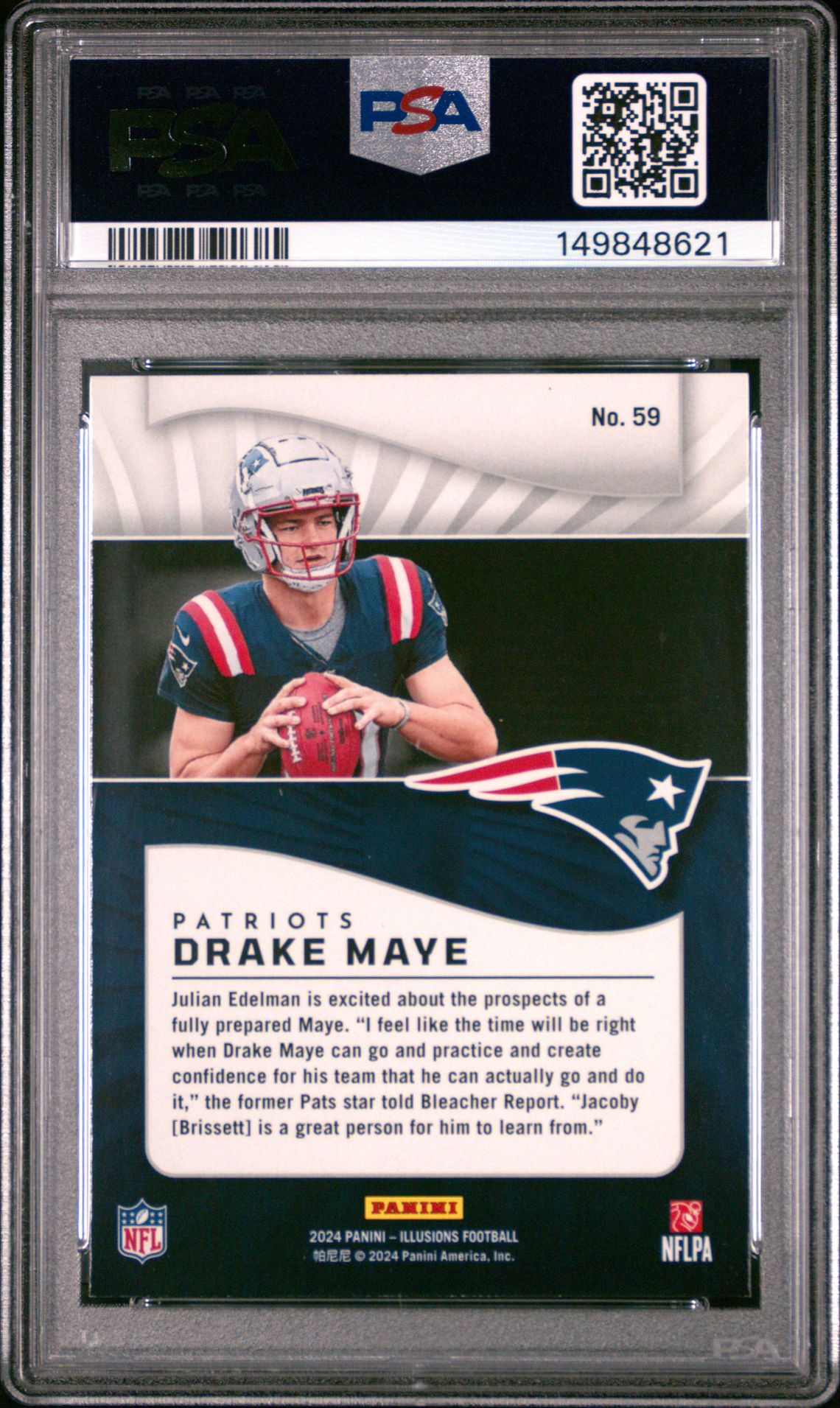 2024 Panini Illusions Drake Maye #59 (Trophy Collection Emerald) Mint 9 back